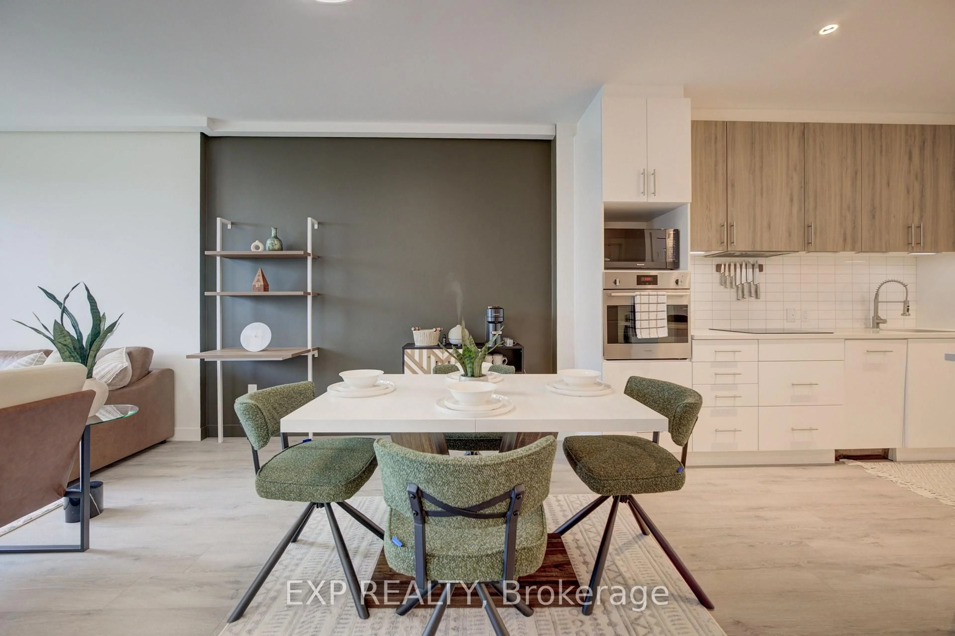 Contemporary kitchen, ceramic/tile floor for 181 King St #710, Waterloo Ontario N2J 1P7