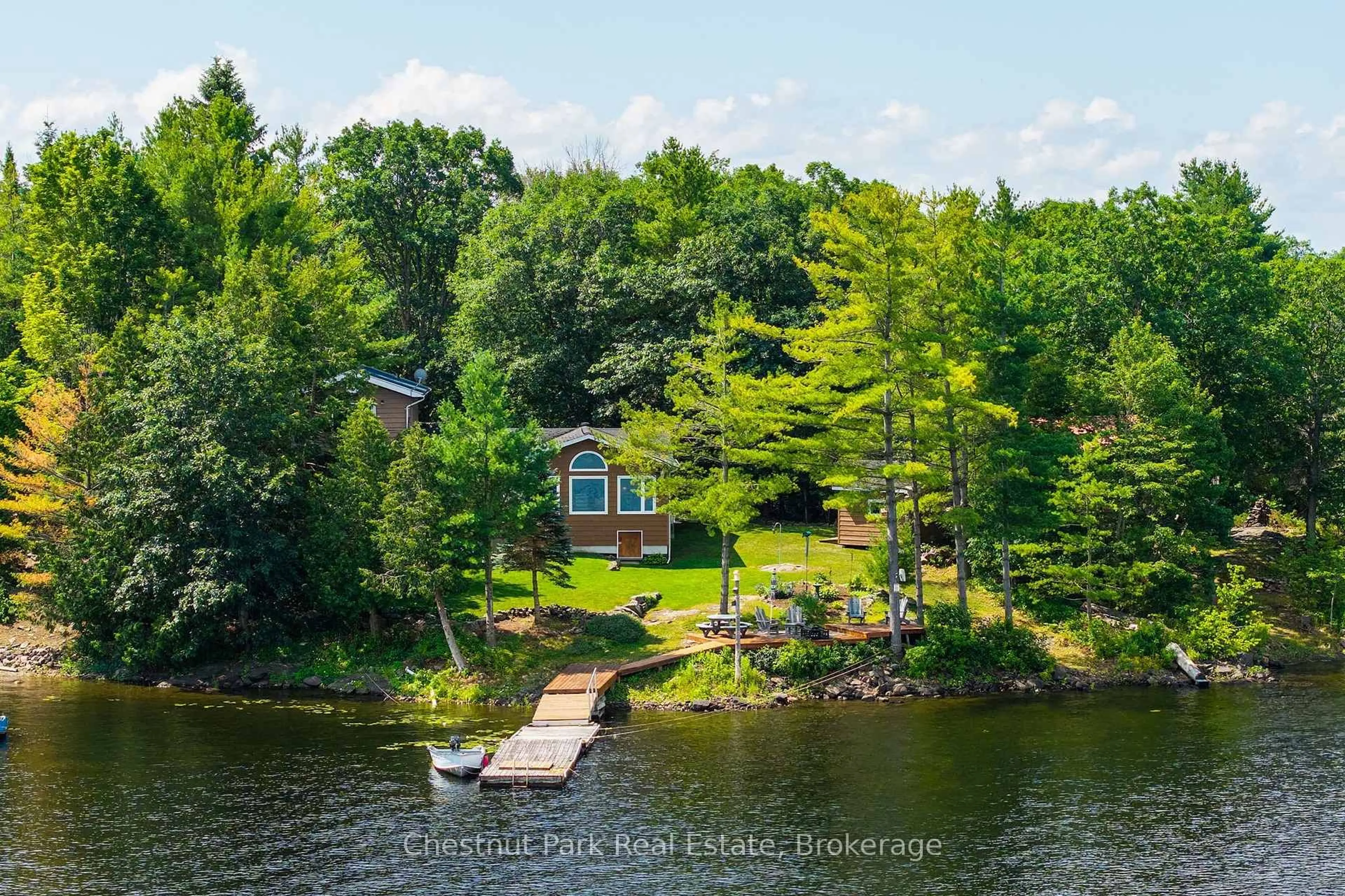 A pic from outside/outdoor area/front of a property/back of a property/a pic from drone, water/lake/river/ocean view for 300 Birch Acres Dr, Georgian Bay Ontario P0E 1E0
