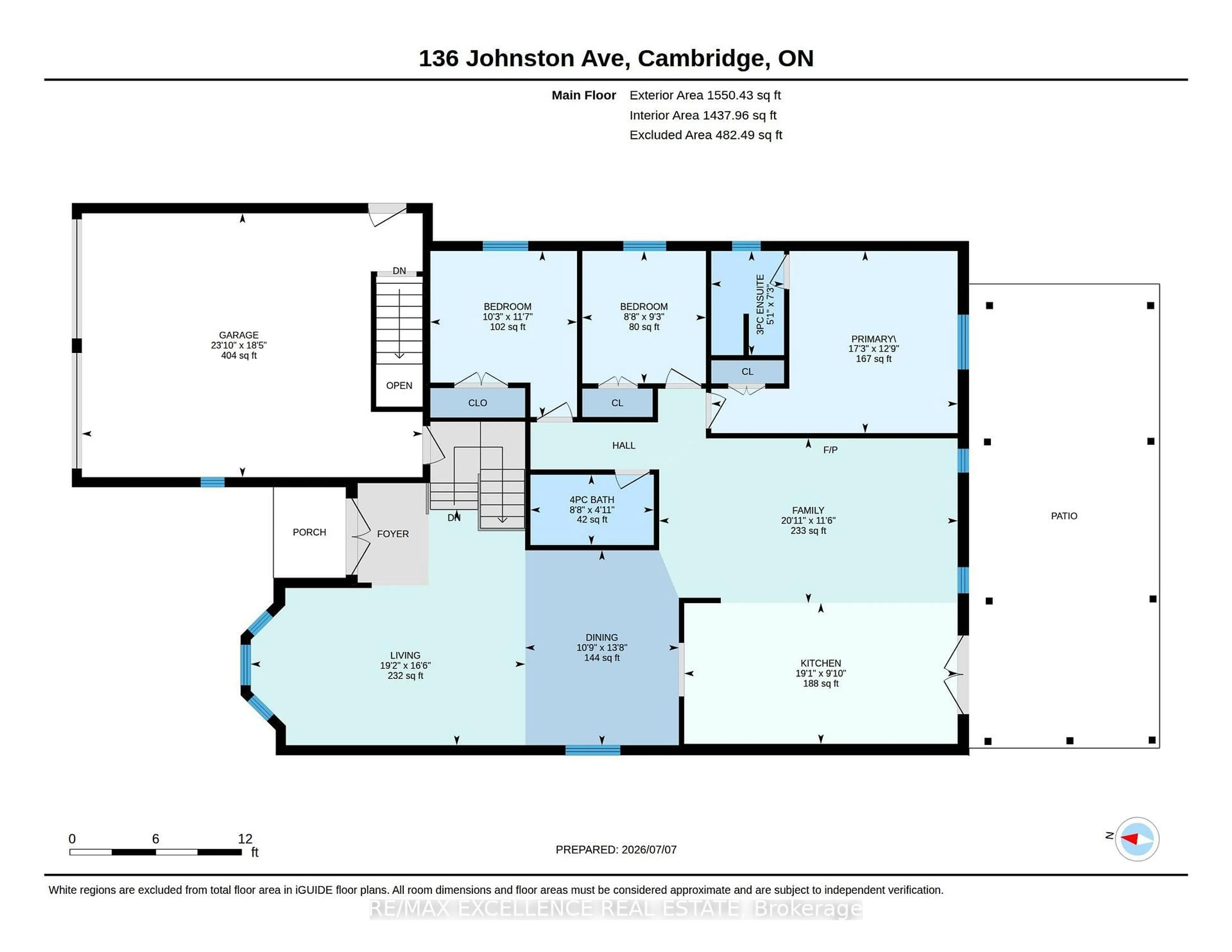 Floor plan for 136 Johnston Ave, Cambridge Ontario N3C 4P4