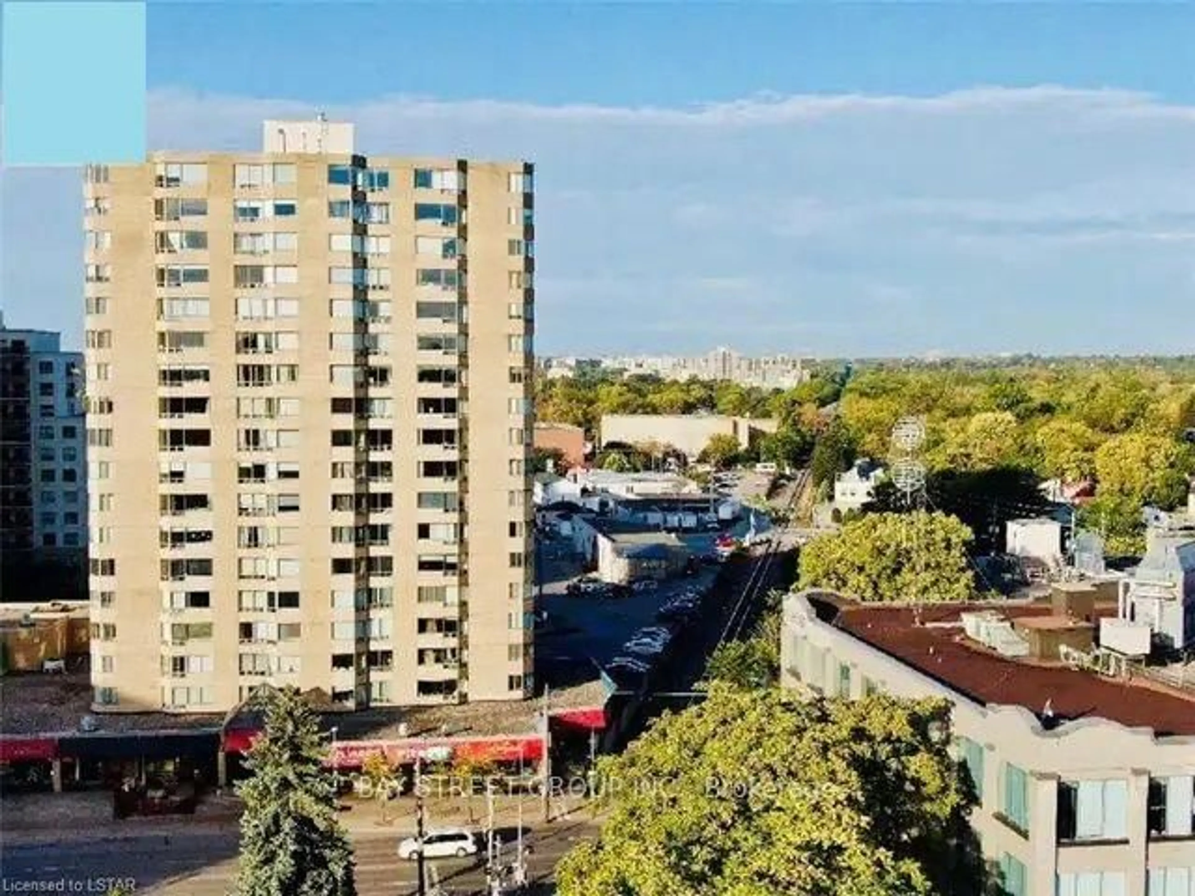 A pic from outside/outdoor area/front of a property/back of a property/a pic from drone, city buildings view from balcony for 695 Richmond St #708, London East Ontario N6A 5M8