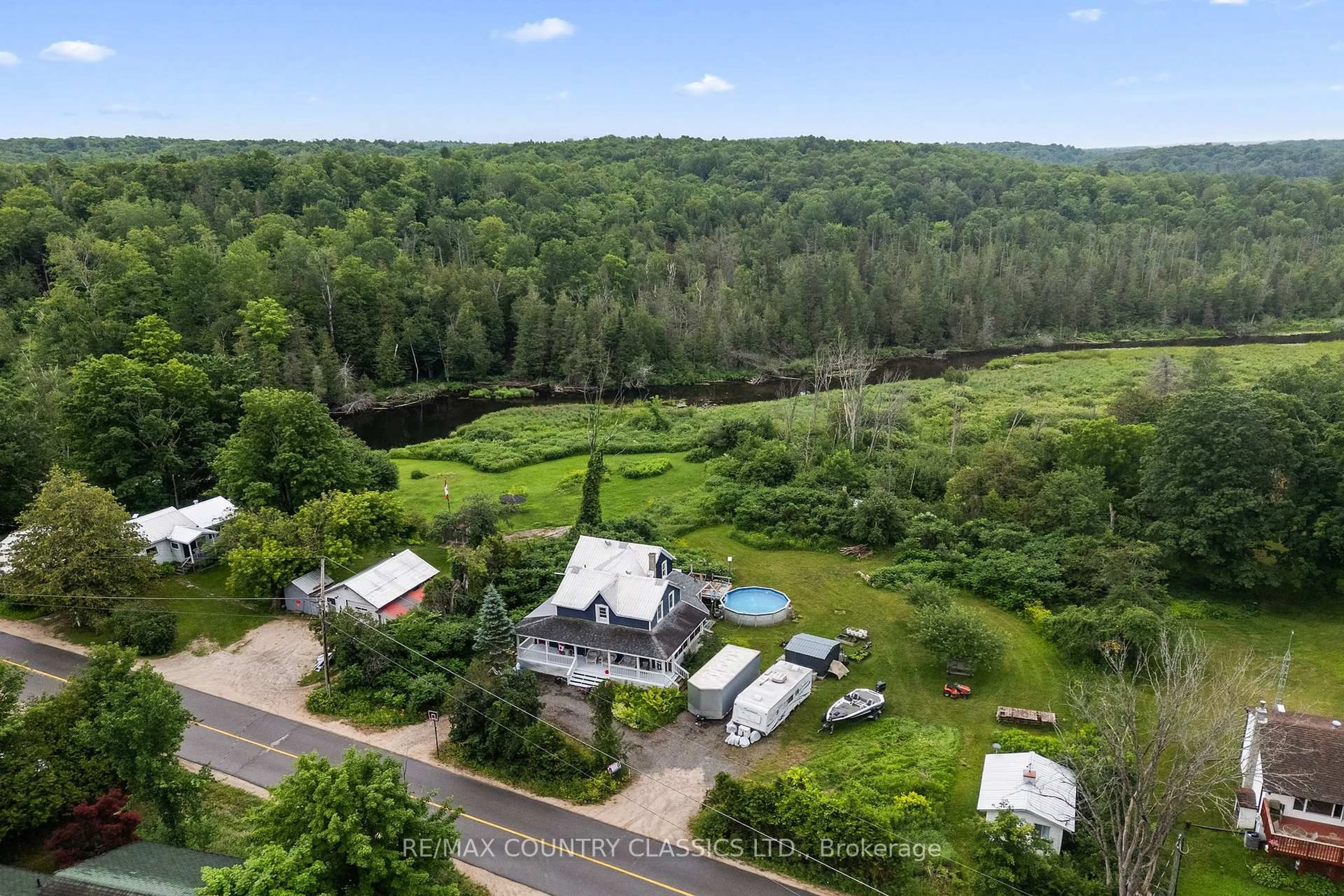 A pic from outside/outdoor area/front of a property/back of a property/a pic from drone, water/lake/river/ocean view for 858 St Ola Rd, Hastings Ontario K0L 1W0