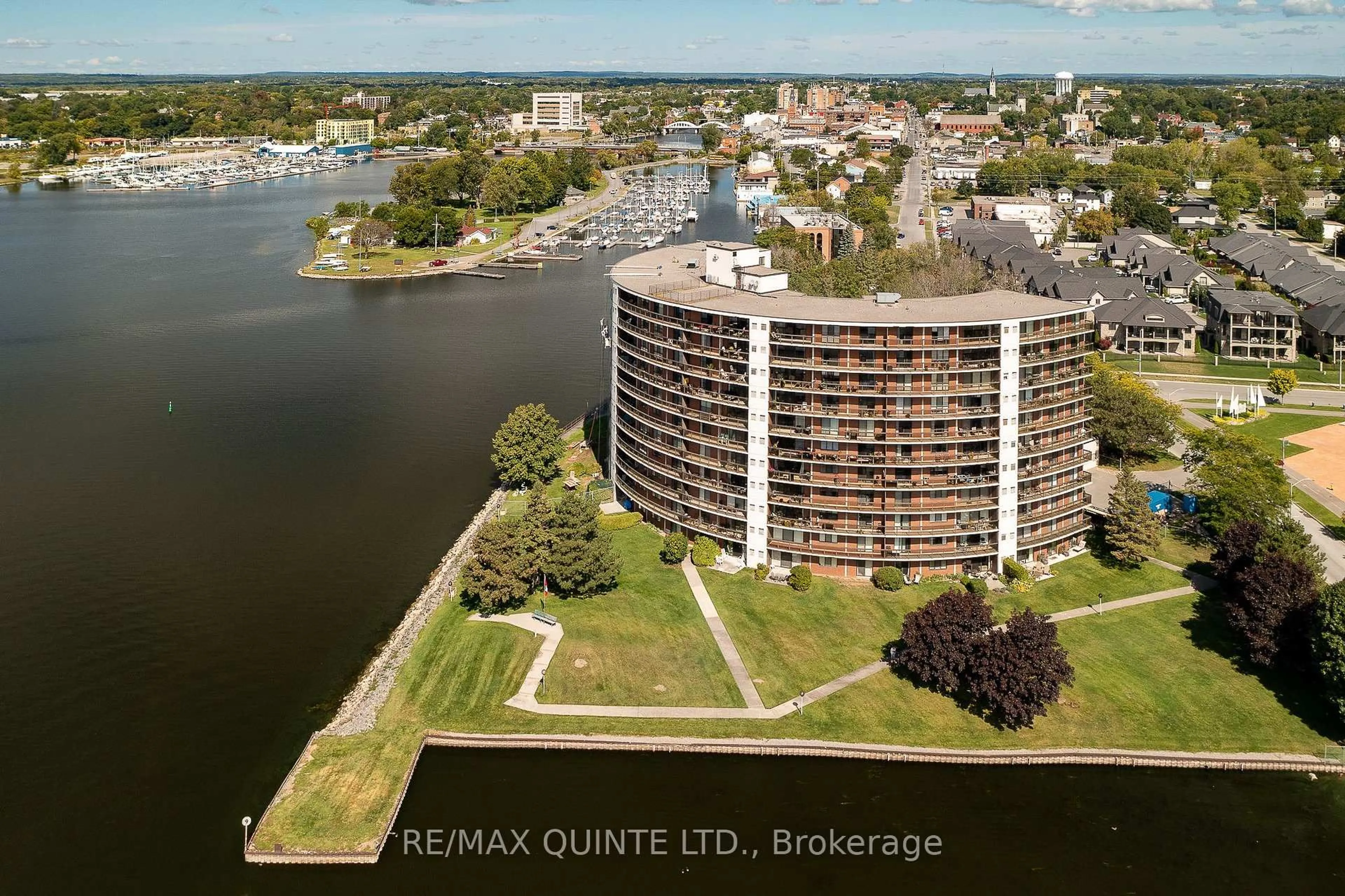 A pic from outside/outdoor area/front of a property/back of a property/a pic from drone, water/lake/river/ocean view for 2 South Front St #107, Belleville Ontario K8N 5K7