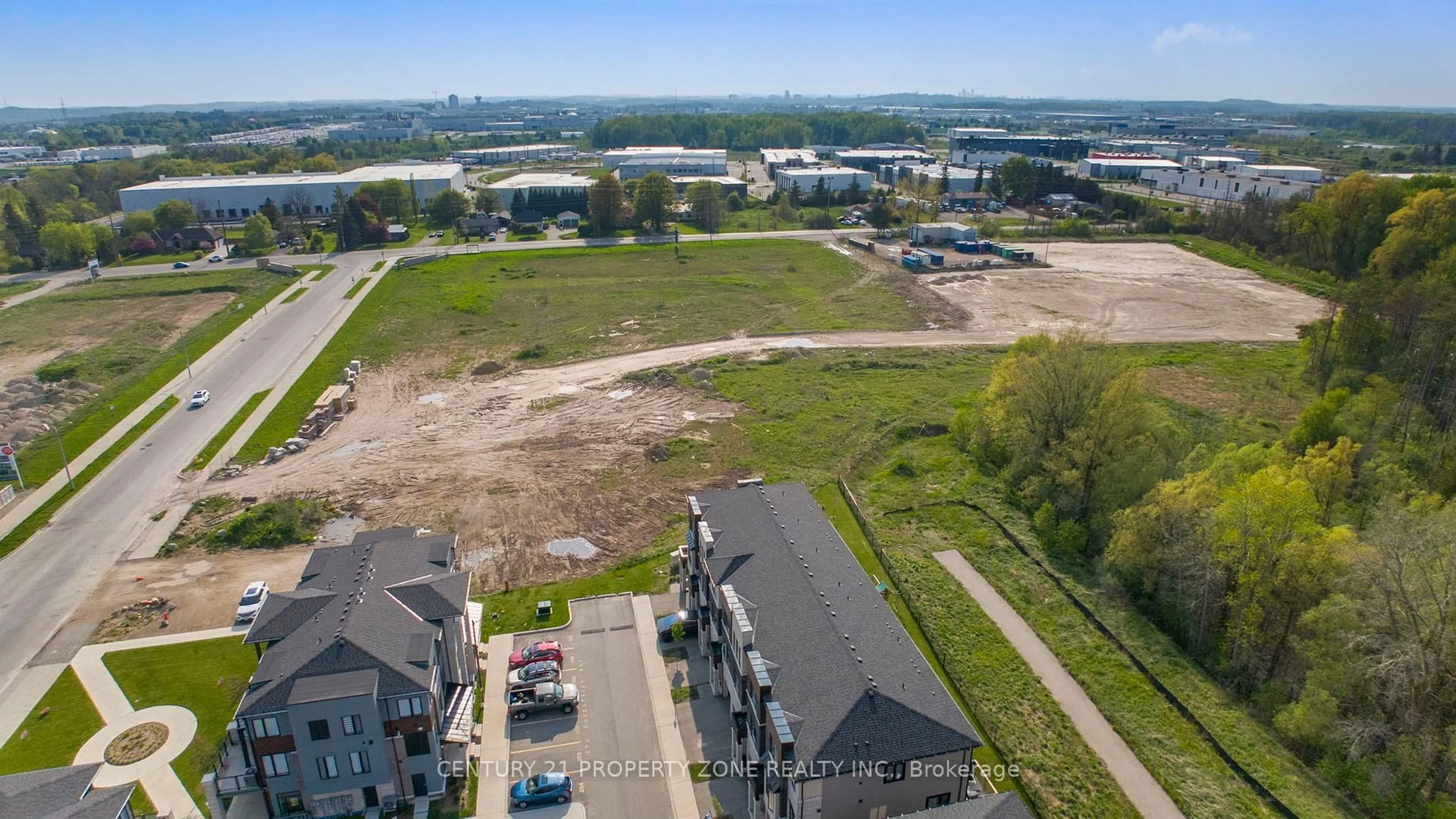 A pic from outside/outdoor area/front of a property/back of a property/a pic from drone, water/lake/river/ocean view for 290 Equestrian Way #45, Cambridge Ontario N3E 0E7