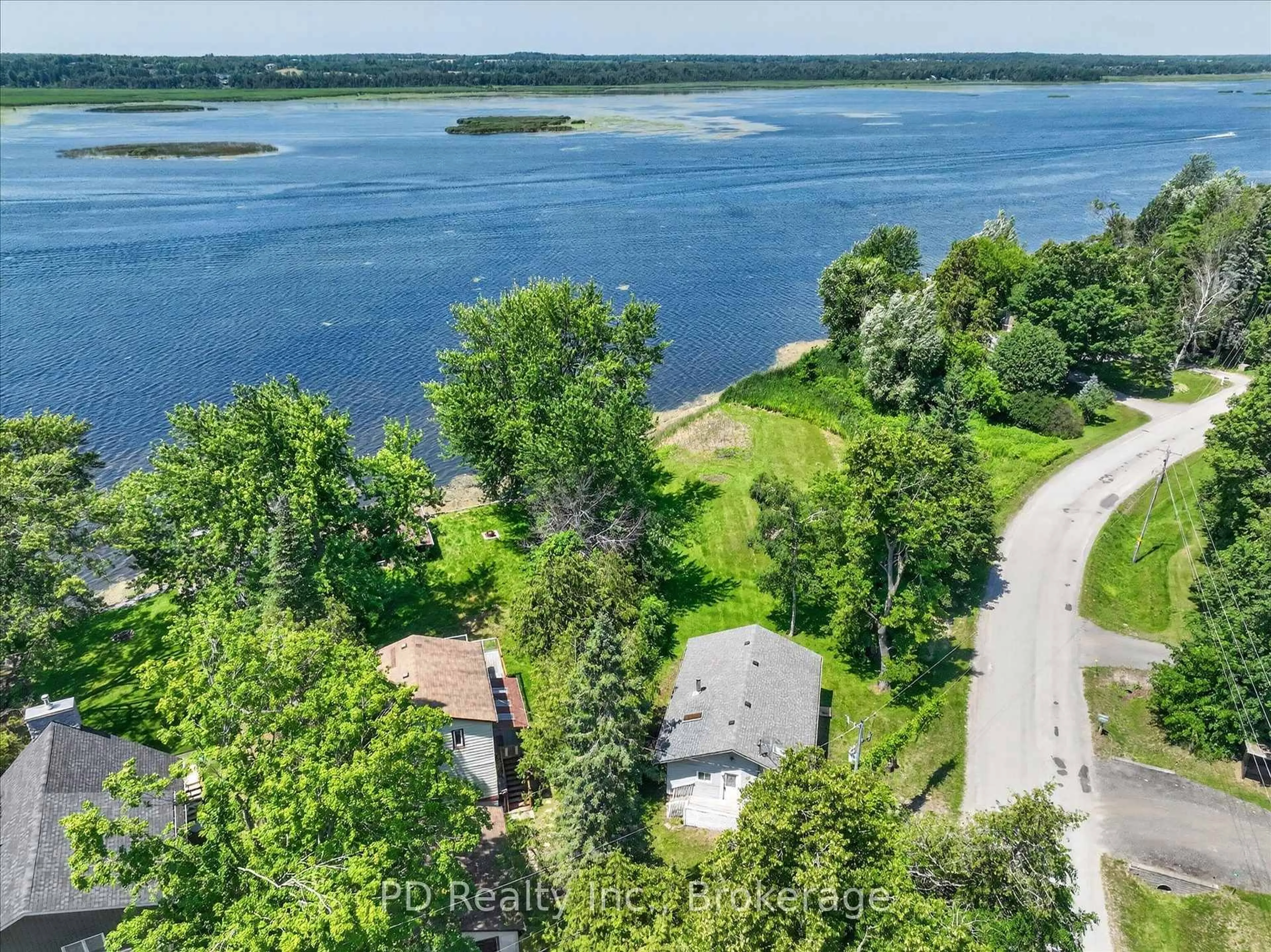 A pic from outside/outdoor area/front of a property/back of a property/a pic from drone, water/lake/river/ocean view for 35 Westview Dr, Kawartha Lakes Ontario K0L 2W0