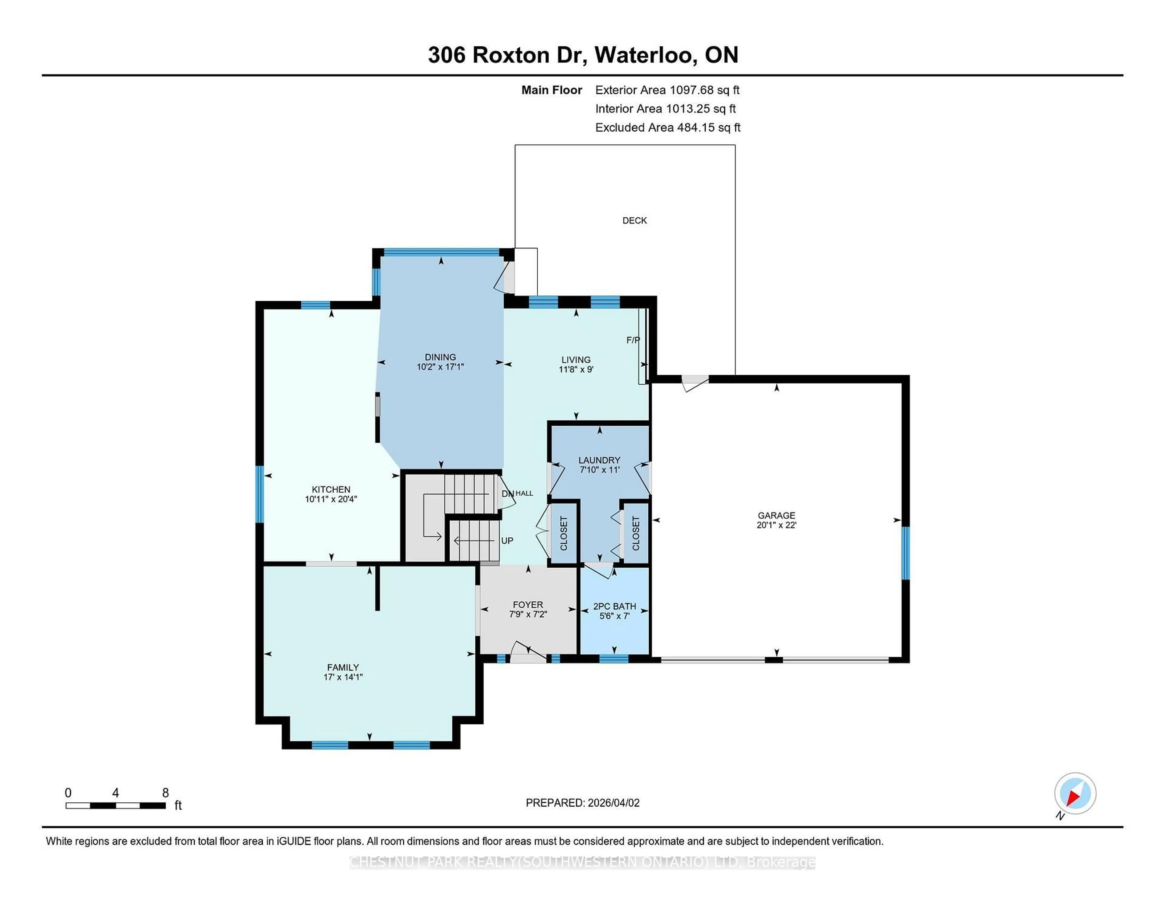 Floor plan for 306 Roxton Dr #9, Waterloo Ontario N2T 1R6