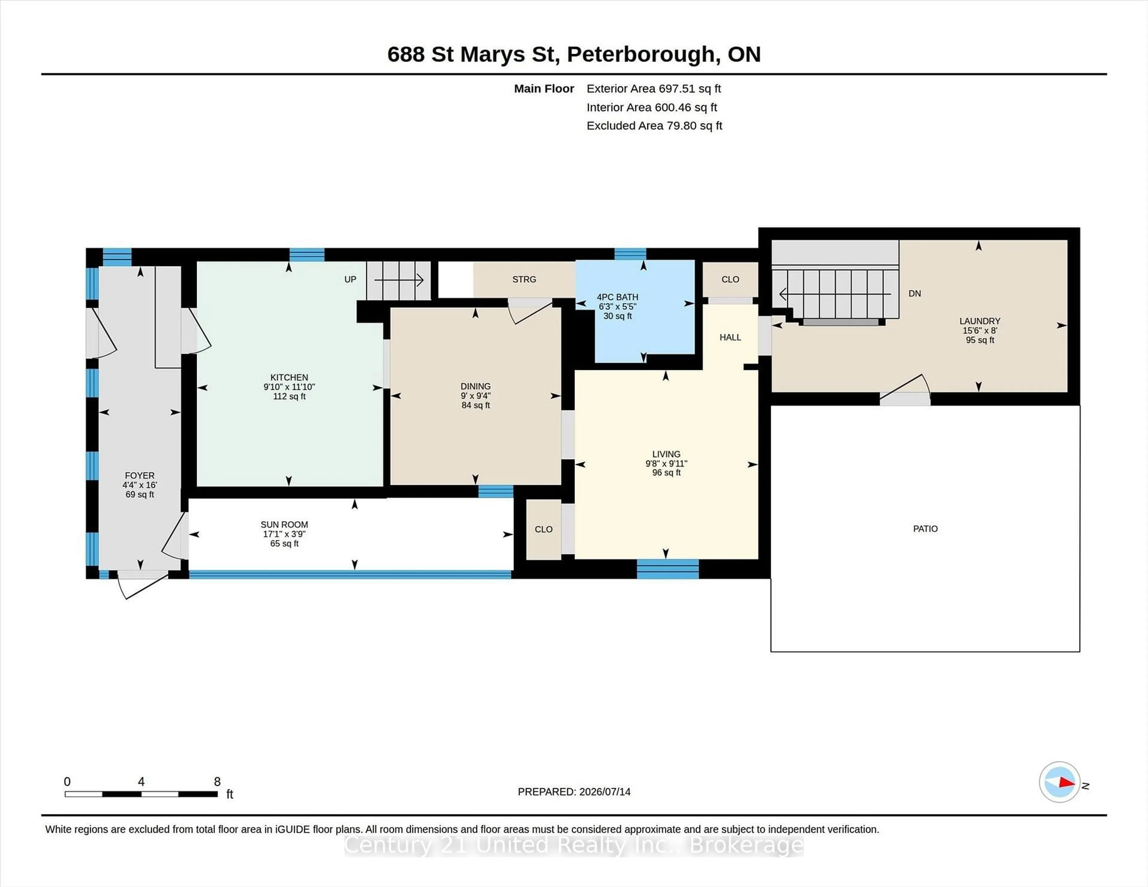 Floor plan for 688 St Marys St, Peterborough Ontario K9J 4G9