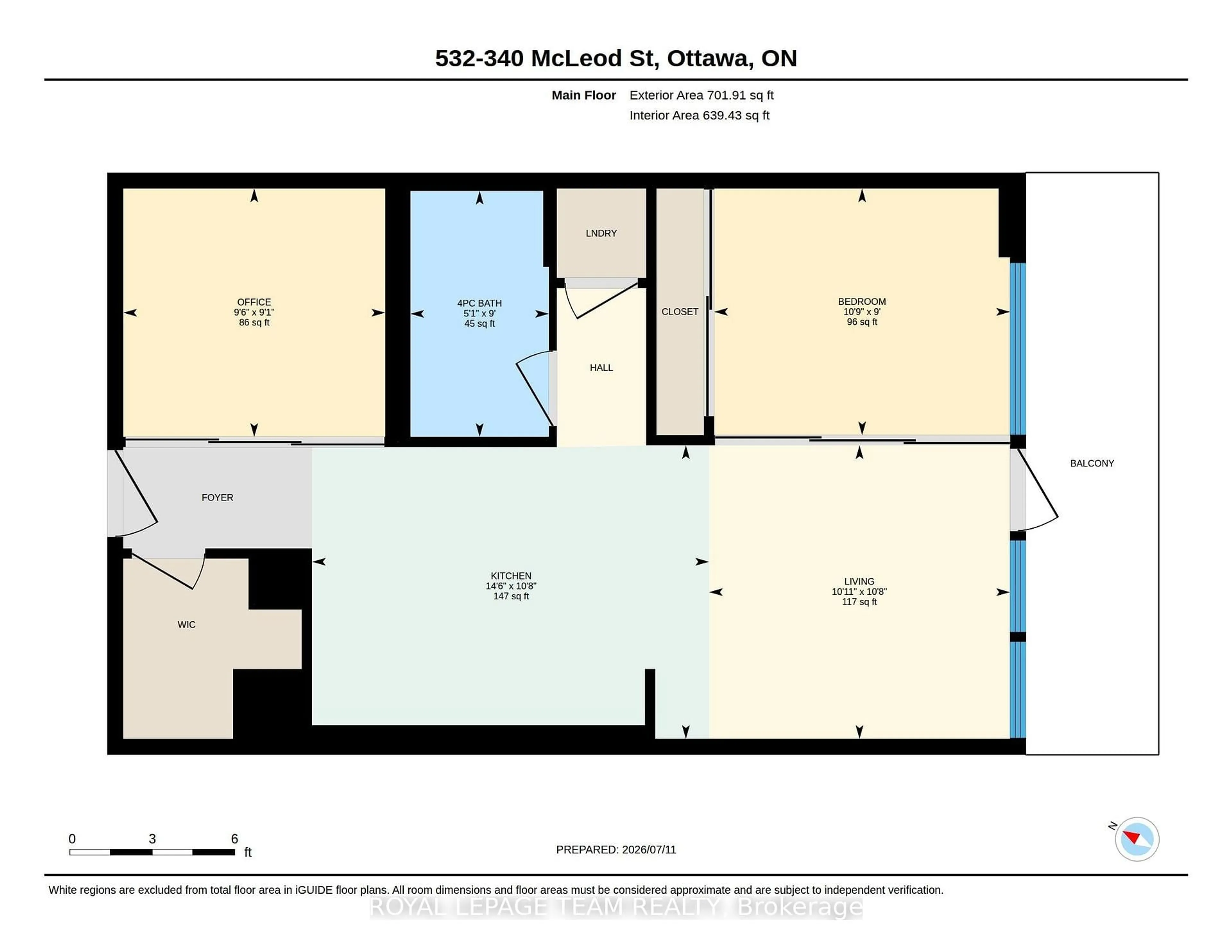 Floor plan for 340 Mcleod St #532, Ottawa Ontario K2P 1A4