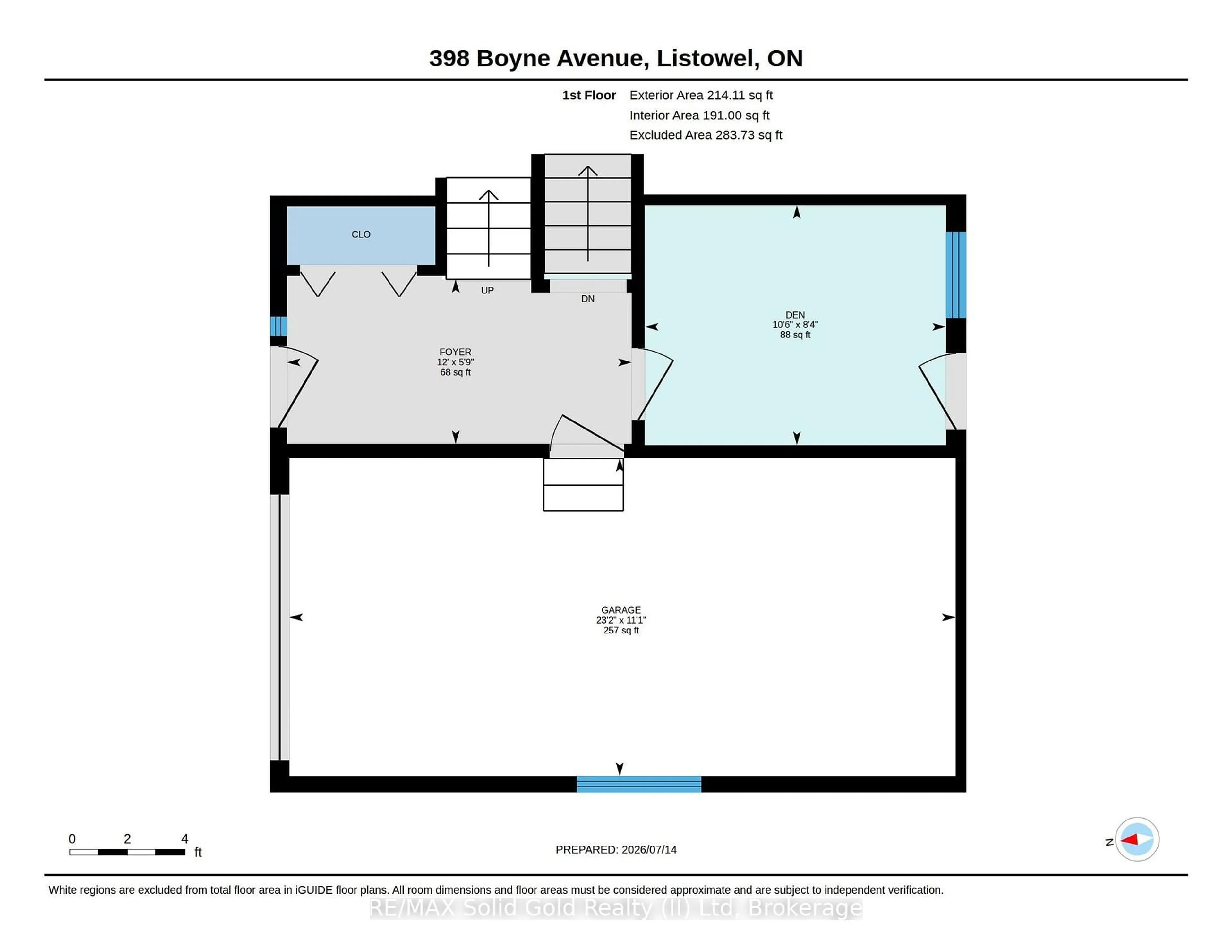 Floor plan for 398 Boyne Ave, North Perth Ontario N4W 3K4