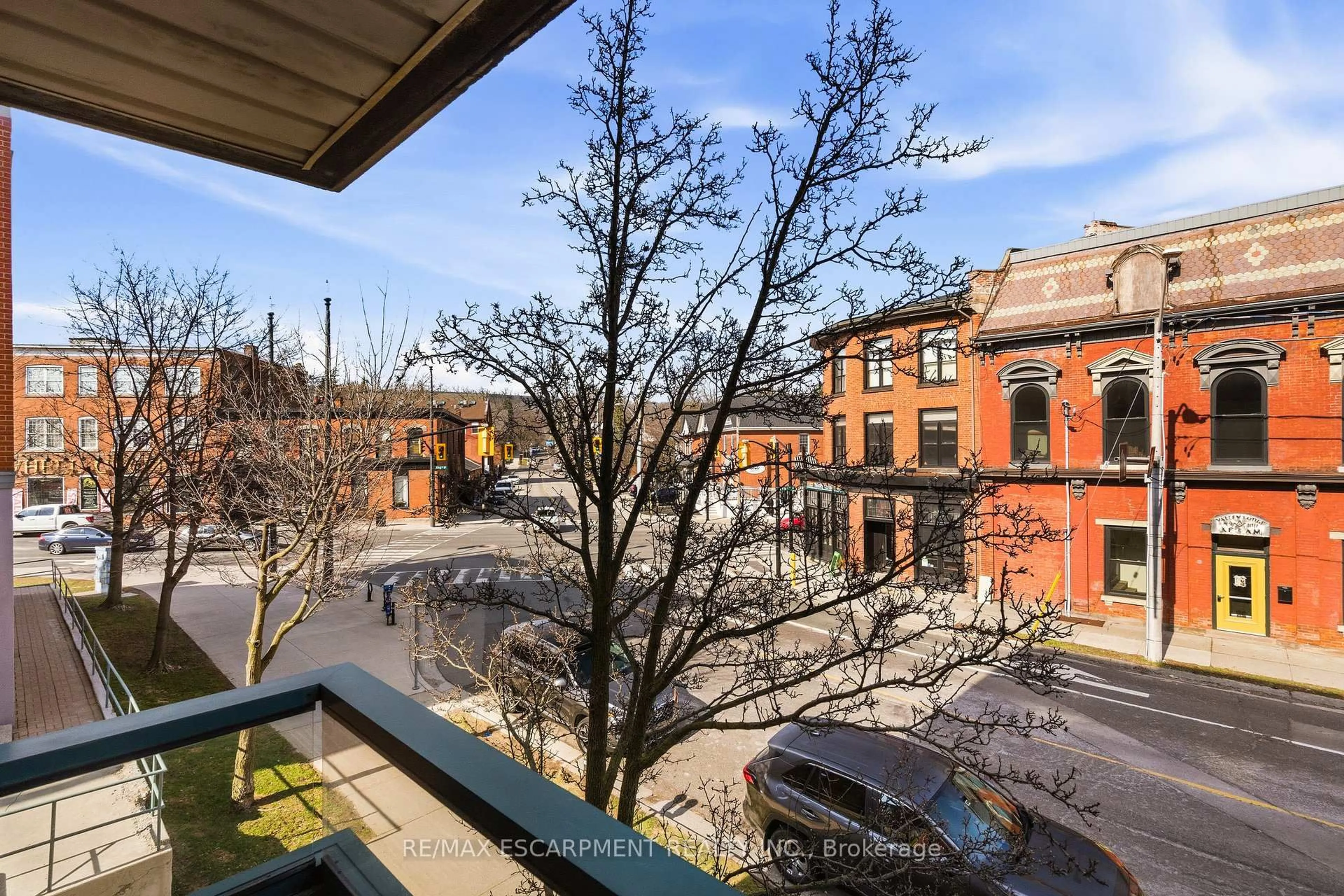 A pic from outside/outdoor area/front of a property/back of a property/a pic from drone, city buildings view from balcony for 8 Main St #203, Hamilton Ontario L9H 1B8