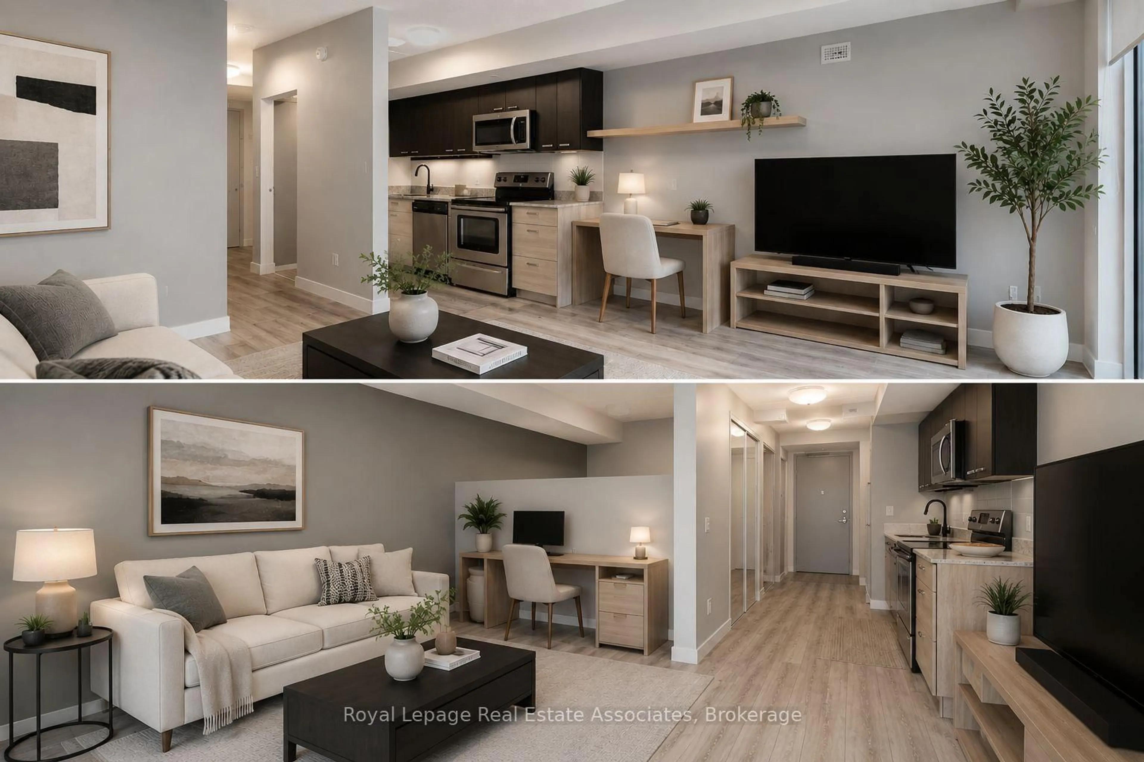 Living room with furniture, wood/laminate floor for 250 Albert St #319, Waterloo Ontario N2L 0H5