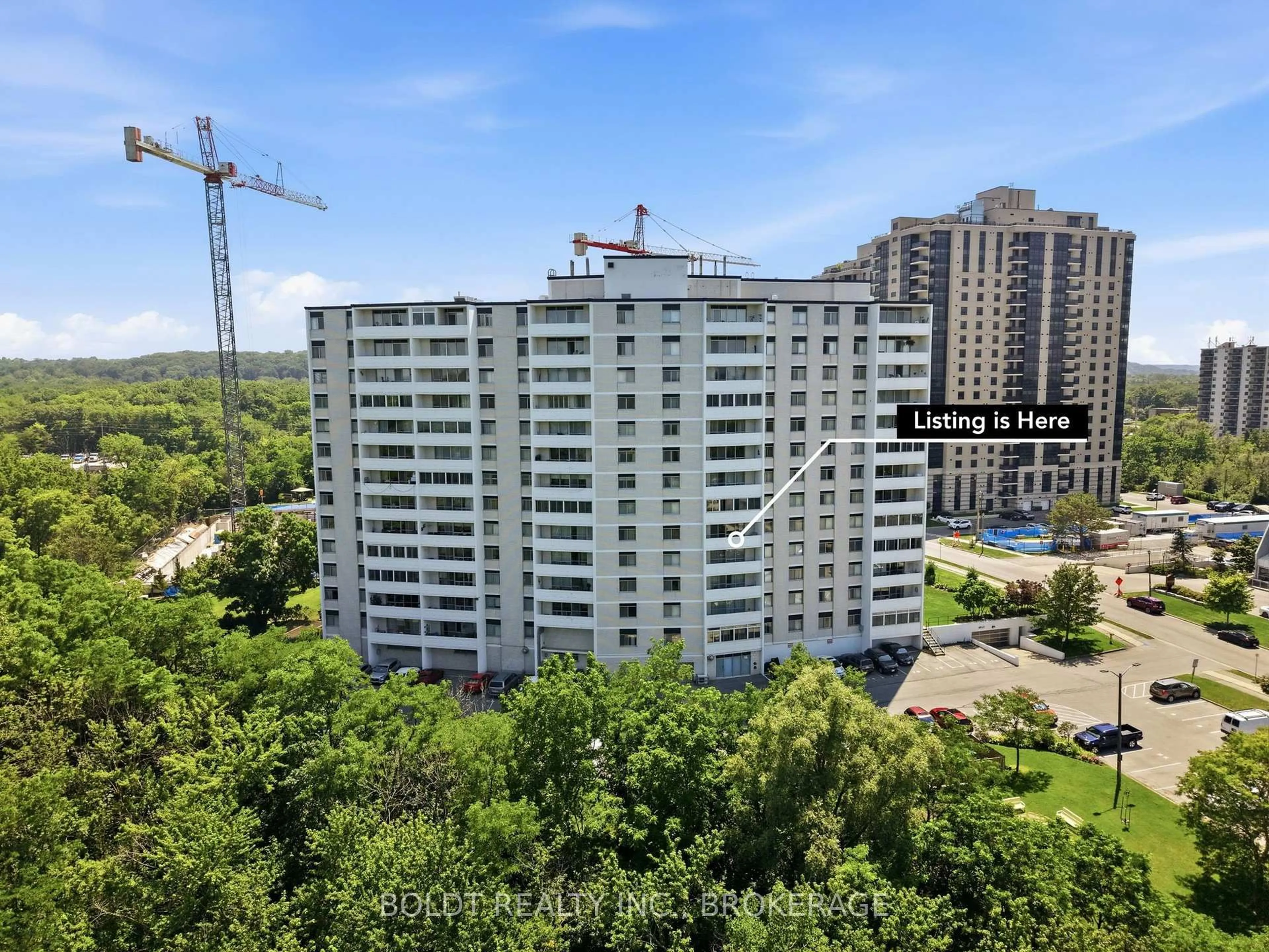 A pic from outside/outdoor area/front of a property/back of a property/a pic from drone, city buildings view from balcony for 15 Towering Heights Blvd #504, St. Catharines Ontario L2T 3G7
