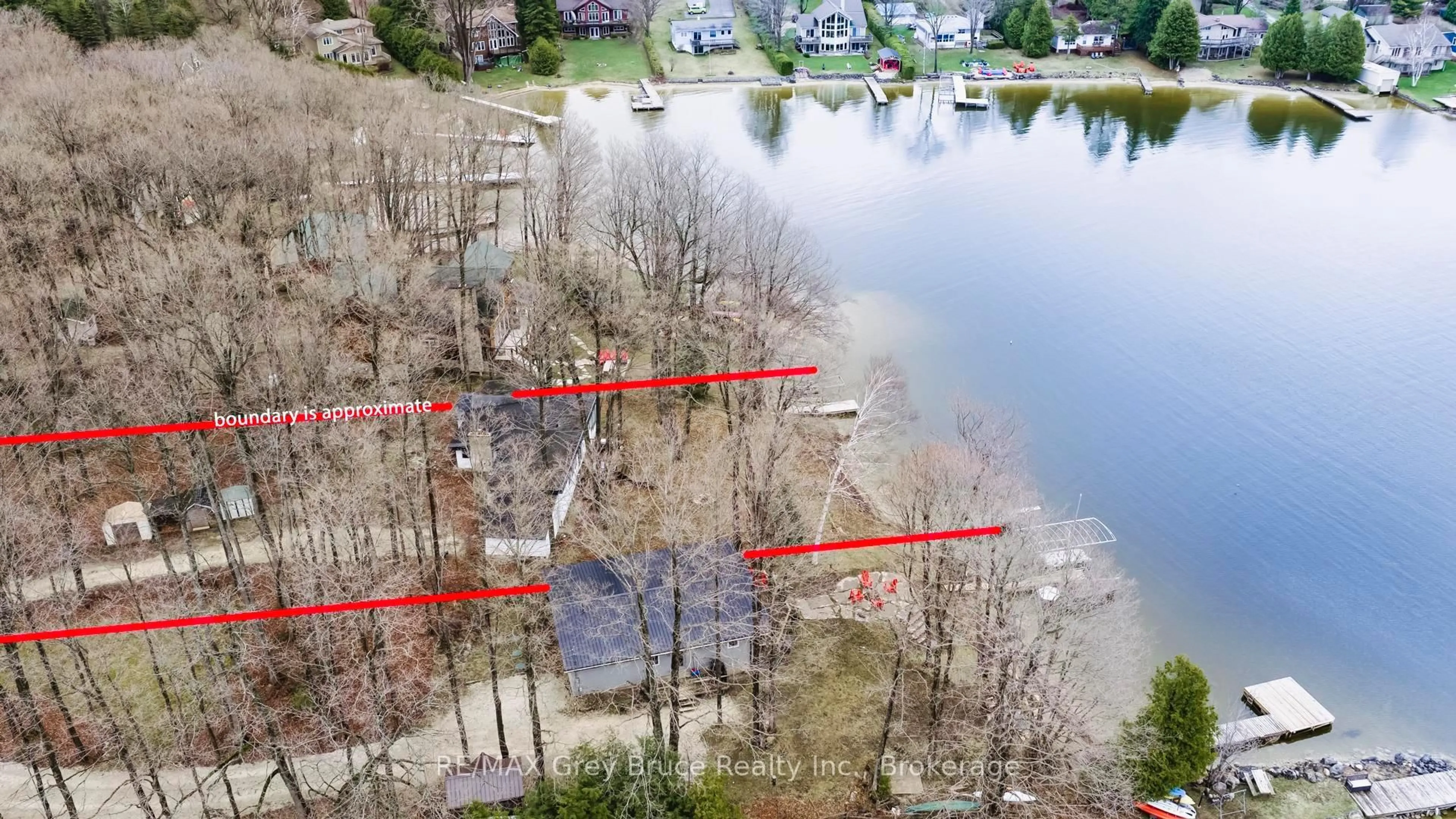 A pic from outside/outdoor area/front of a property/back of a property/a pic from drone, water/lake/river/ocean view for 124 Stanley Dr, Grey Highlands Ontario N0C 1E0