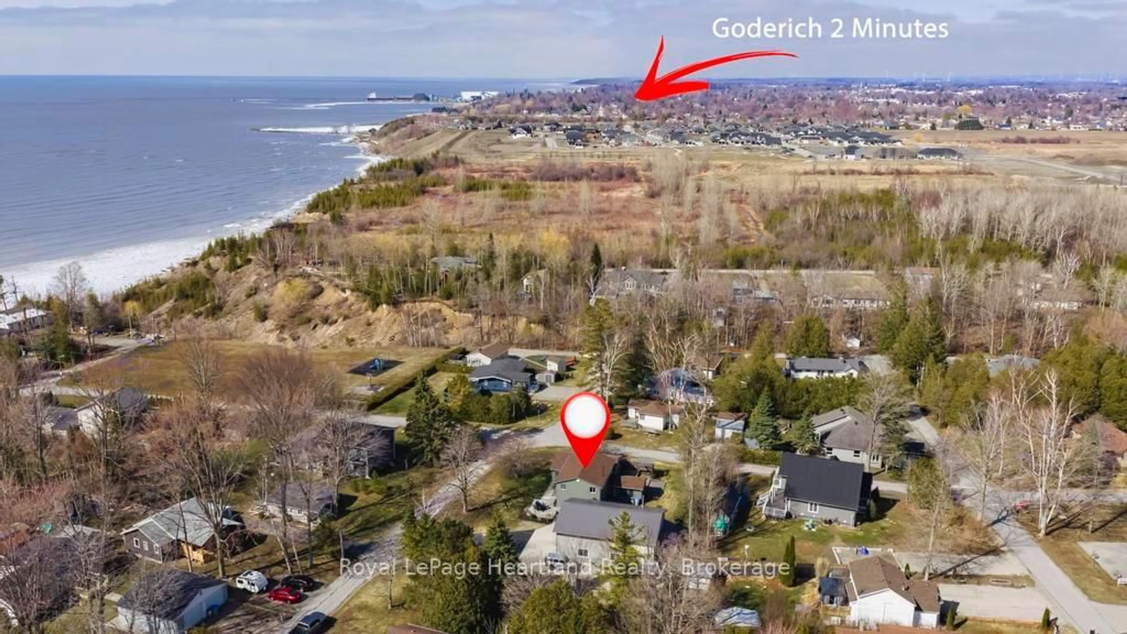 A pic from outside/outdoor area/front of a property/back of a property/a pic from drone, water/lake/river/ocean view for 23 Park Rd, Central Huron Ontario N7A 3X8