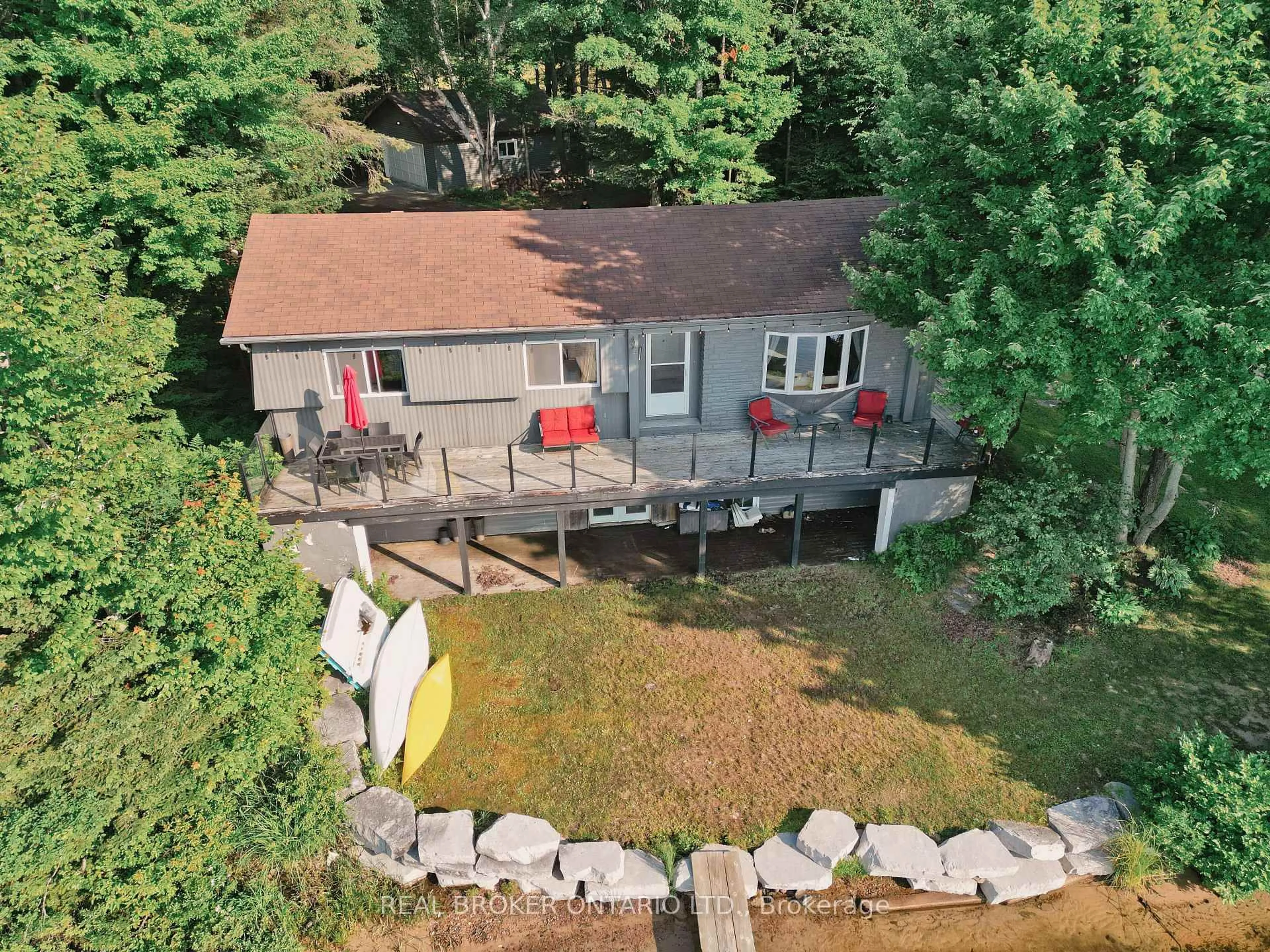 A pic from outside/outdoor area/front of a property/back of a property/a pic from drone, water/lake/river/ocean view for 107 SCARLETT Rd, Machar Ontario P0A 1X0