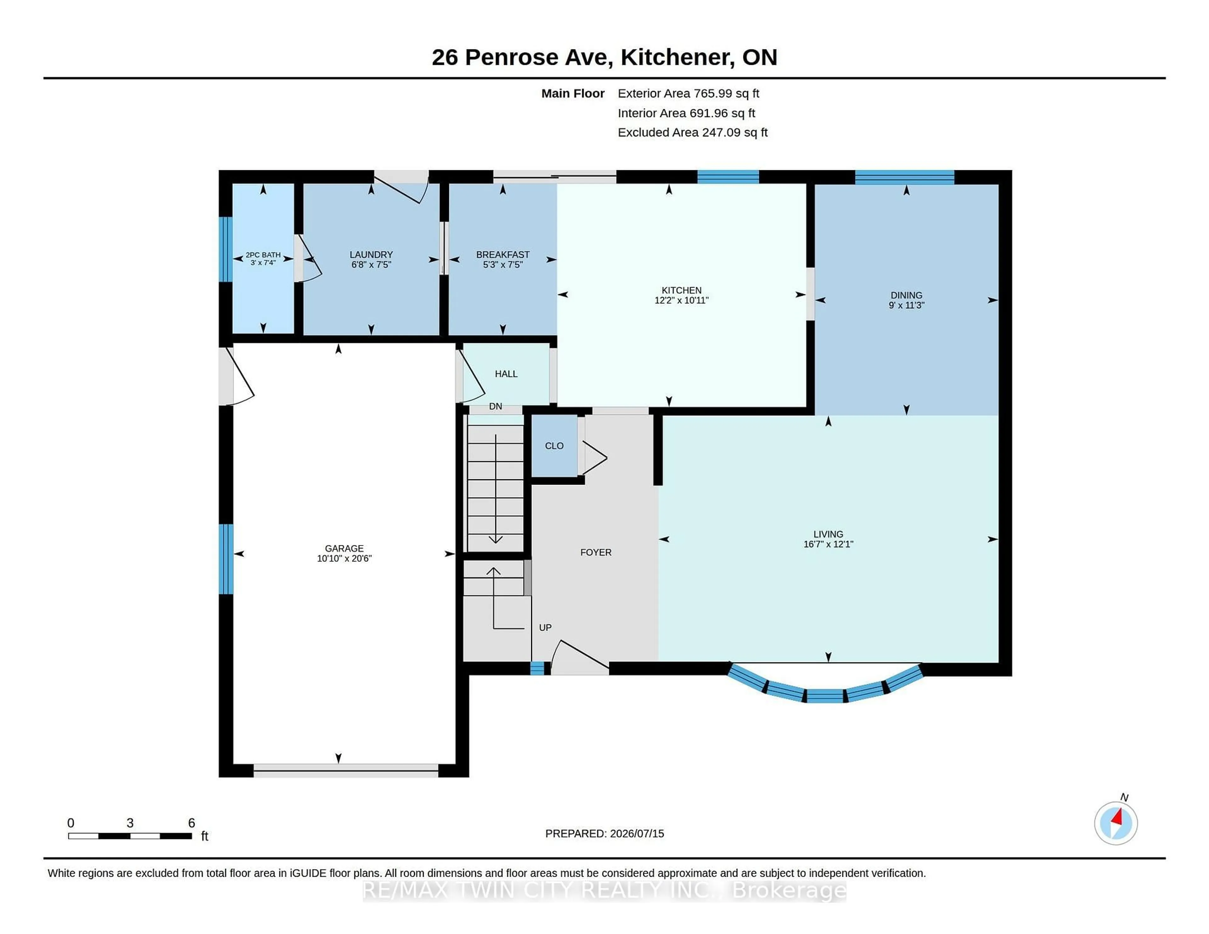 Floor plan for 26 Penrose Ave, Waterloo Ontario N2A 1E8