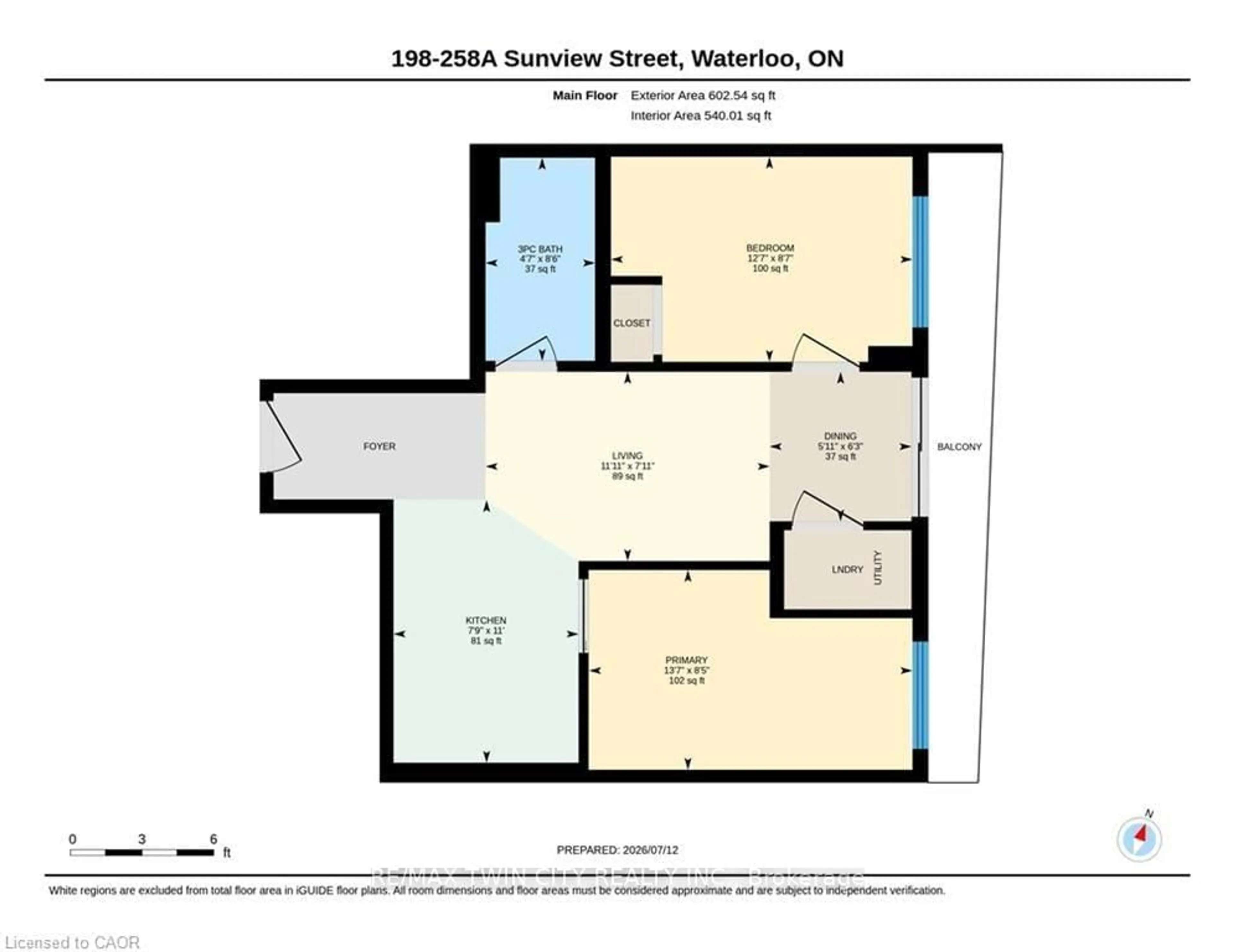 Floor plan for 258A SUNVIEW St #198, Waterloo Ontario N2L 0H6