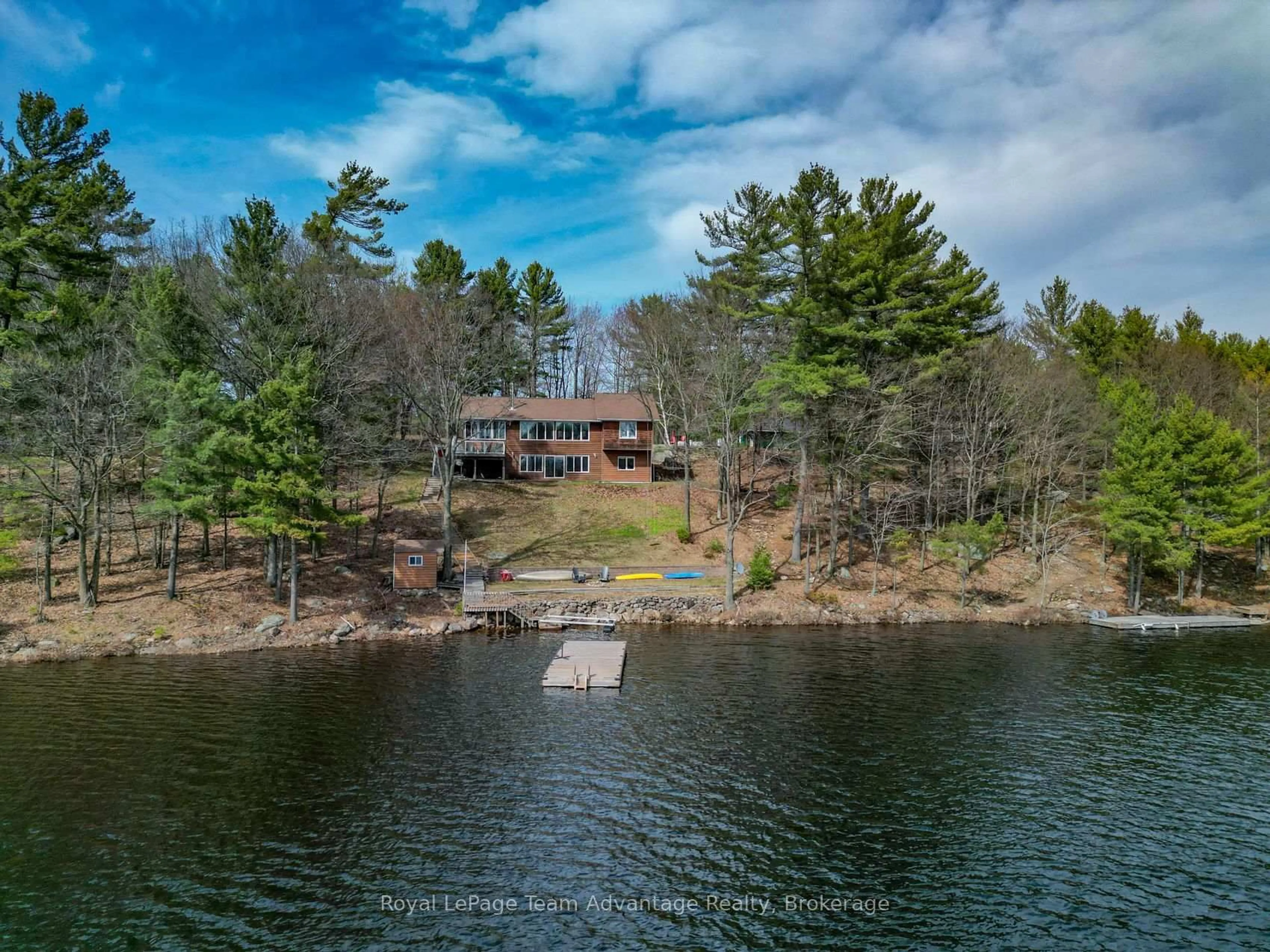 A pic from outside/outdoor area/front of a property/back of a property/a pic from drone, water/lake/river/ocean view for 10 3rd Concession Rd, Carling Ontario P0G 1G0