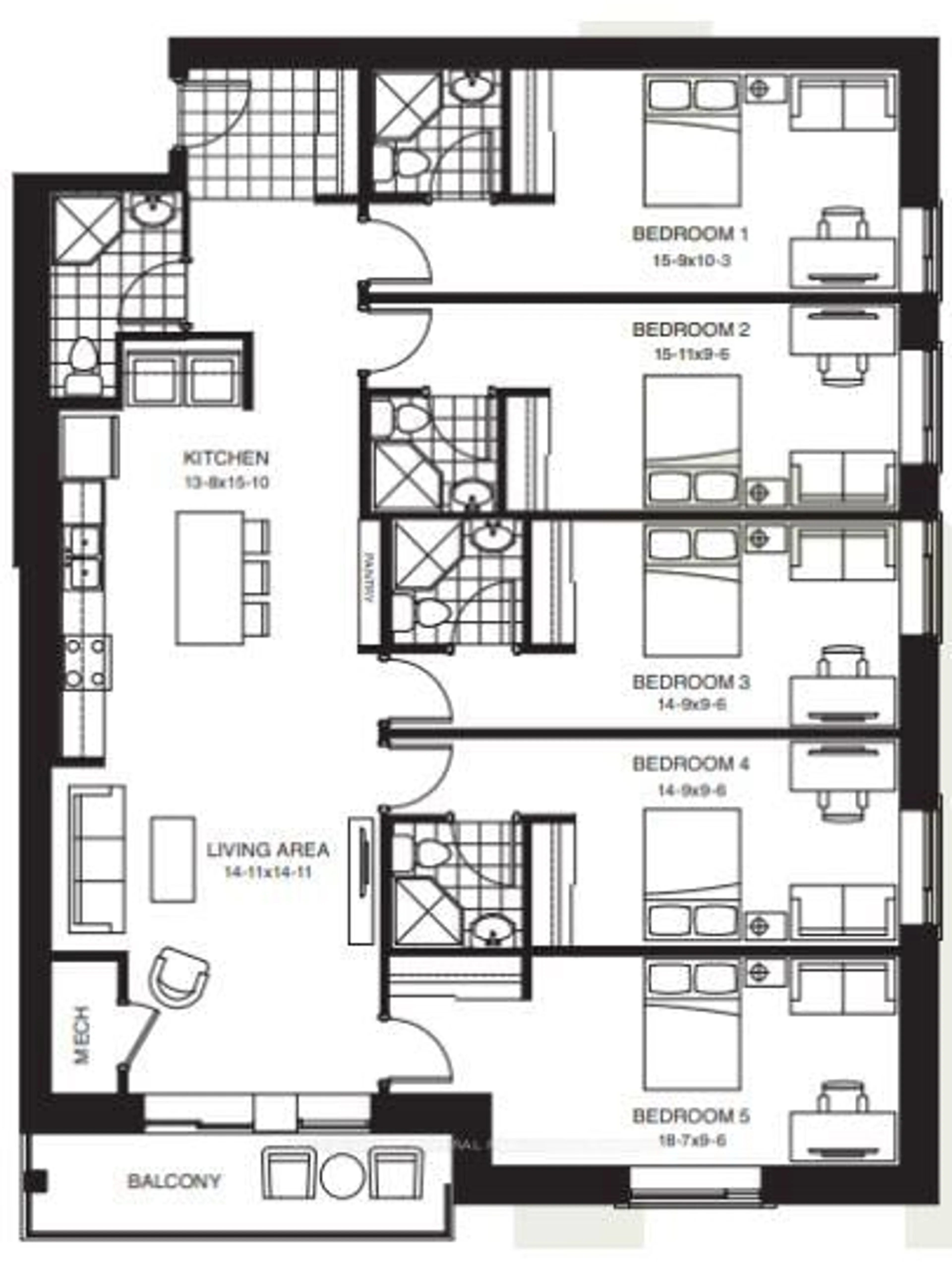 Floor plan for 8 Hickory St #506, Waterloo Ontario N2L 3H6