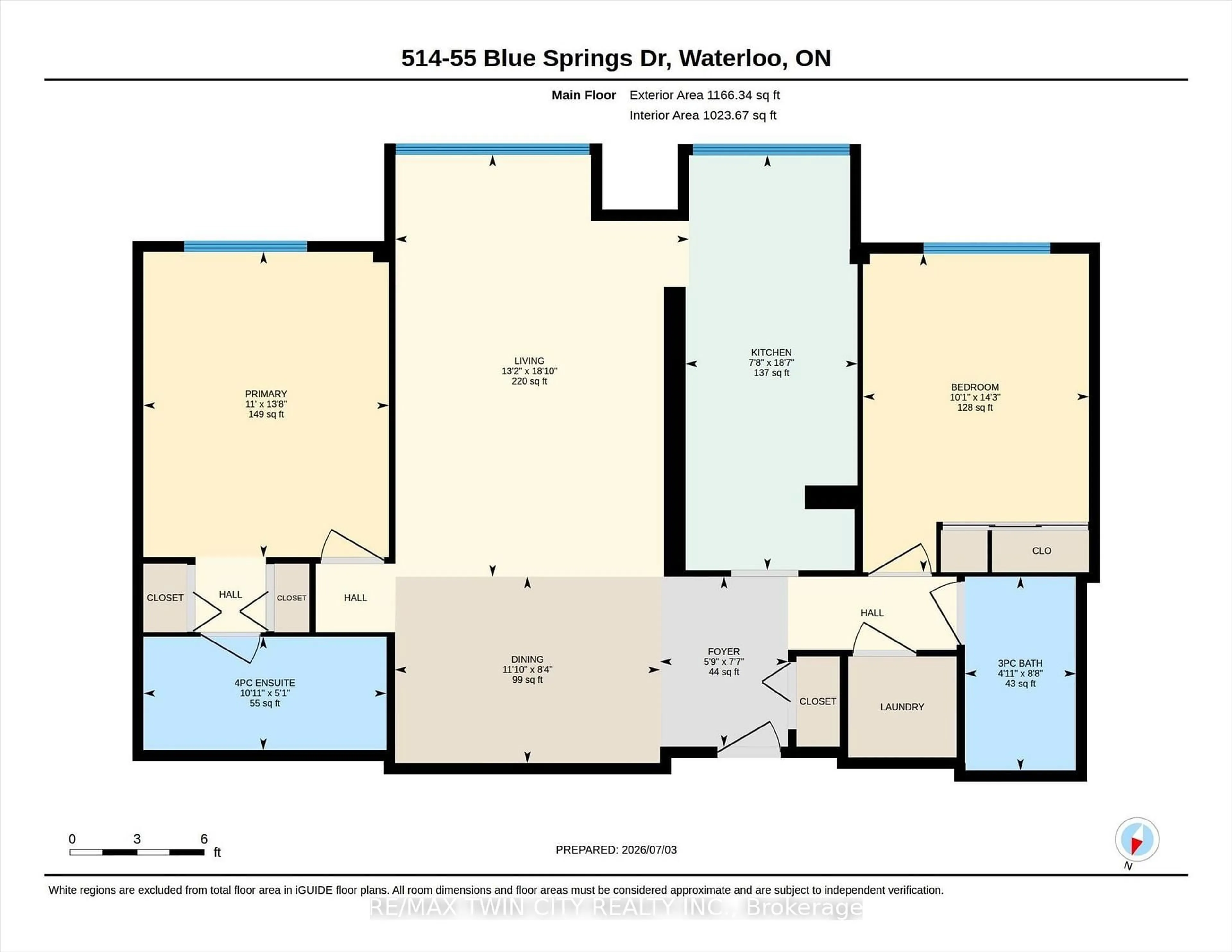 Floor plan for 55 Blue Springs Dr #514, Waterloo Ontario N2J 4T3