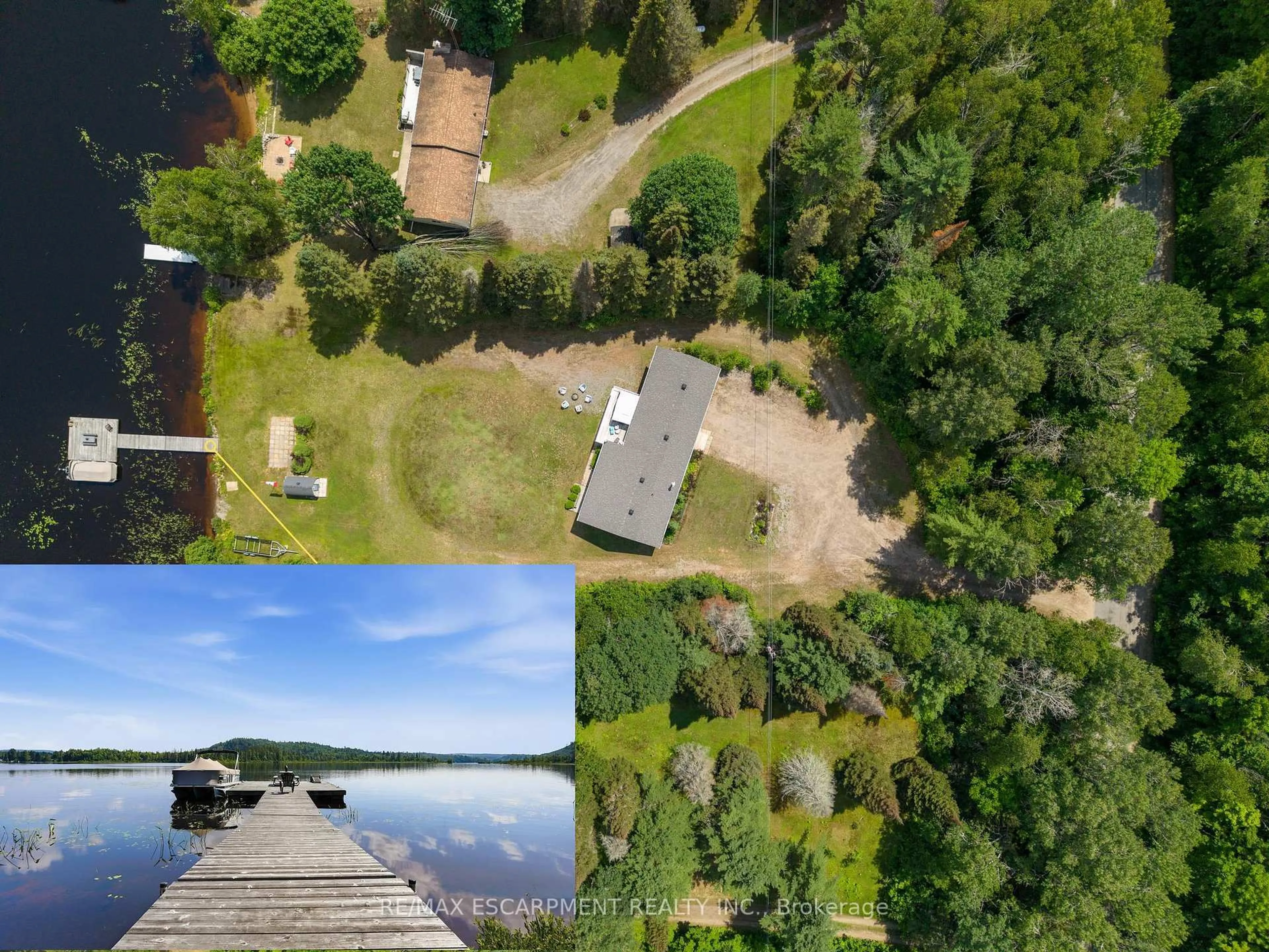 A pic from outside/outdoor area/front of a property/back of a property/a pic from drone, water/lake/river/ocean view for 1609 NORTH BAPTISTE LAKE Rd, Maynooth Ontario K0L 2S0