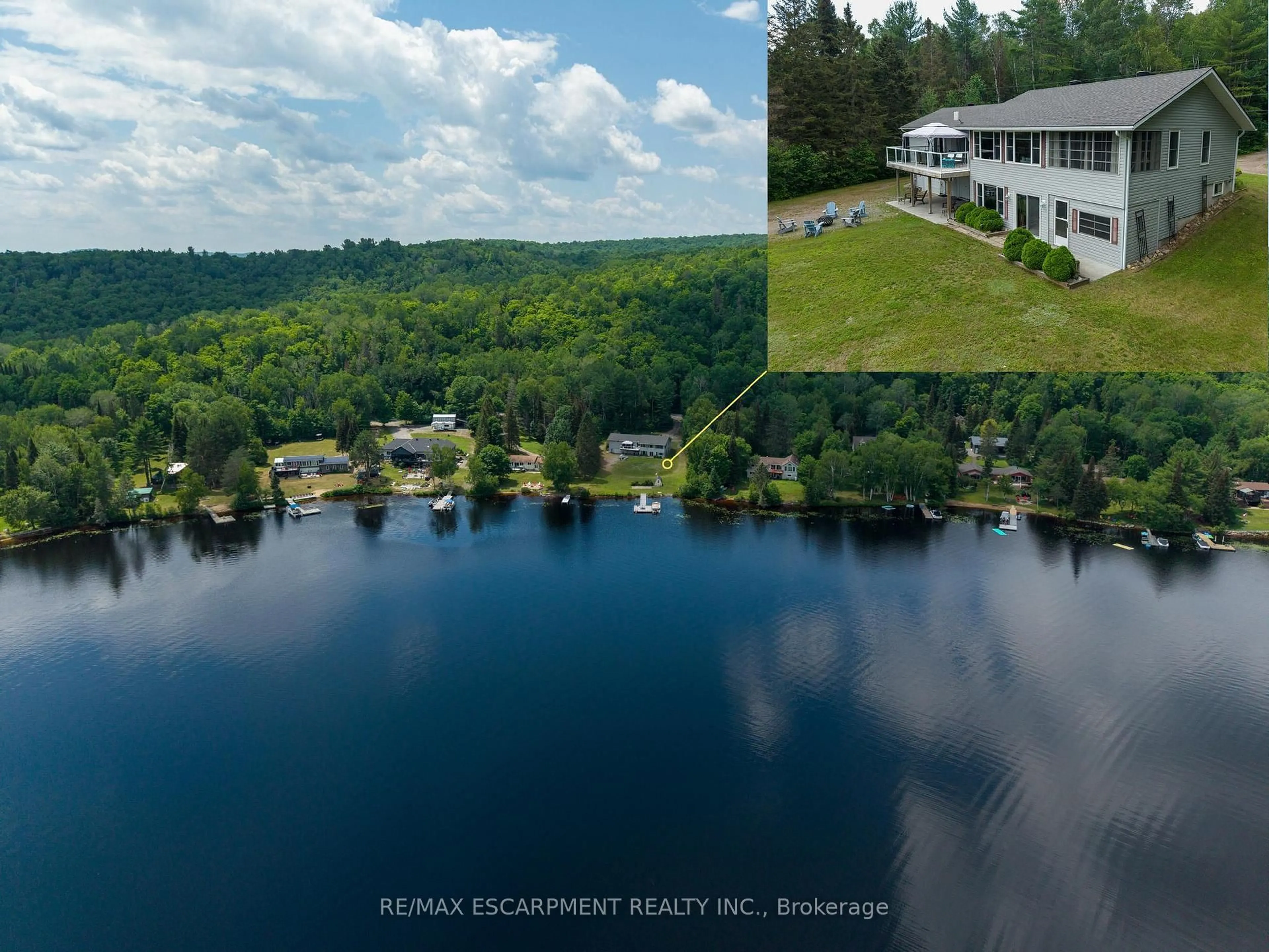 A pic from outside/outdoor area/front of a property/back of a property/a pic from drone, water/lake/river/ocean view for 1609 NORTH BAPTISTE LAKE Rd, Maynooth Ontario K0L 2S0