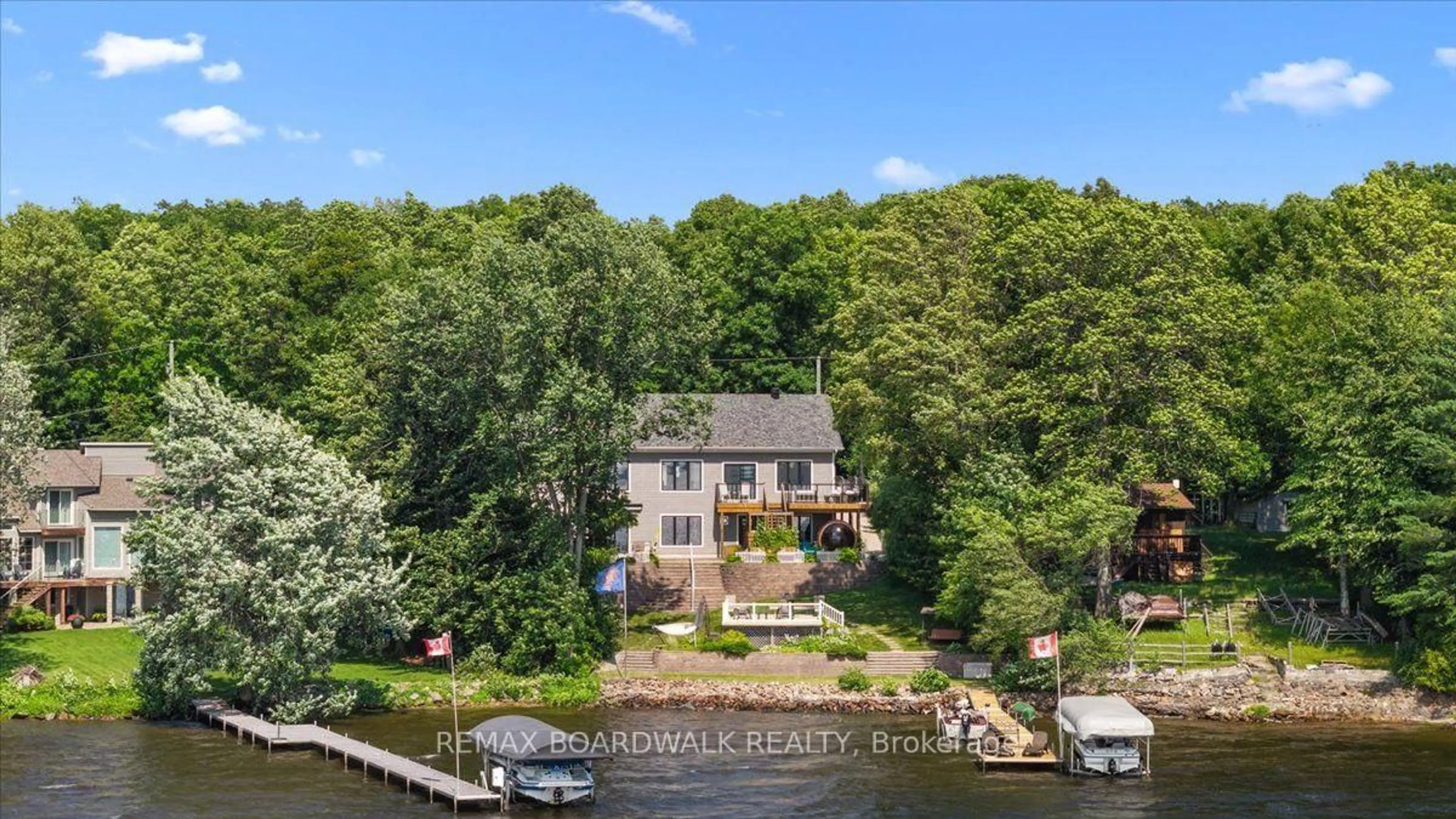 A pic from outside/outdoor area/front of a property/back of a property/a pic from drone, water/lake/river/ocean view for 111 Charlie Dr, Carleton Place Ontario K7C 4K8