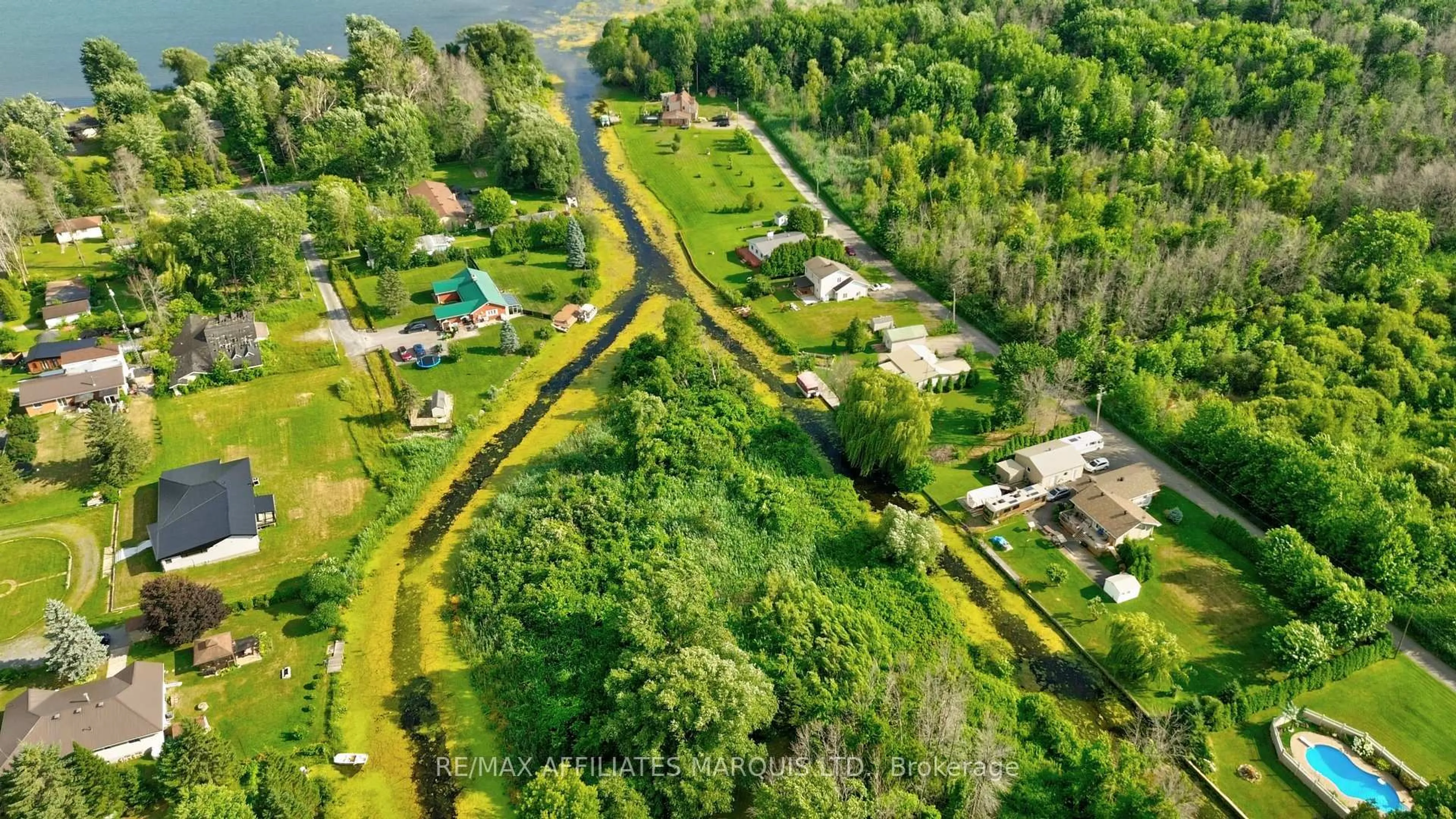 A pic from outside/outdoor area/front of a property/back of a property/a pic from drone, water/lake/river/ocean view for 6239 149th Ave, South Glengarry Ontario K0C 1E0
