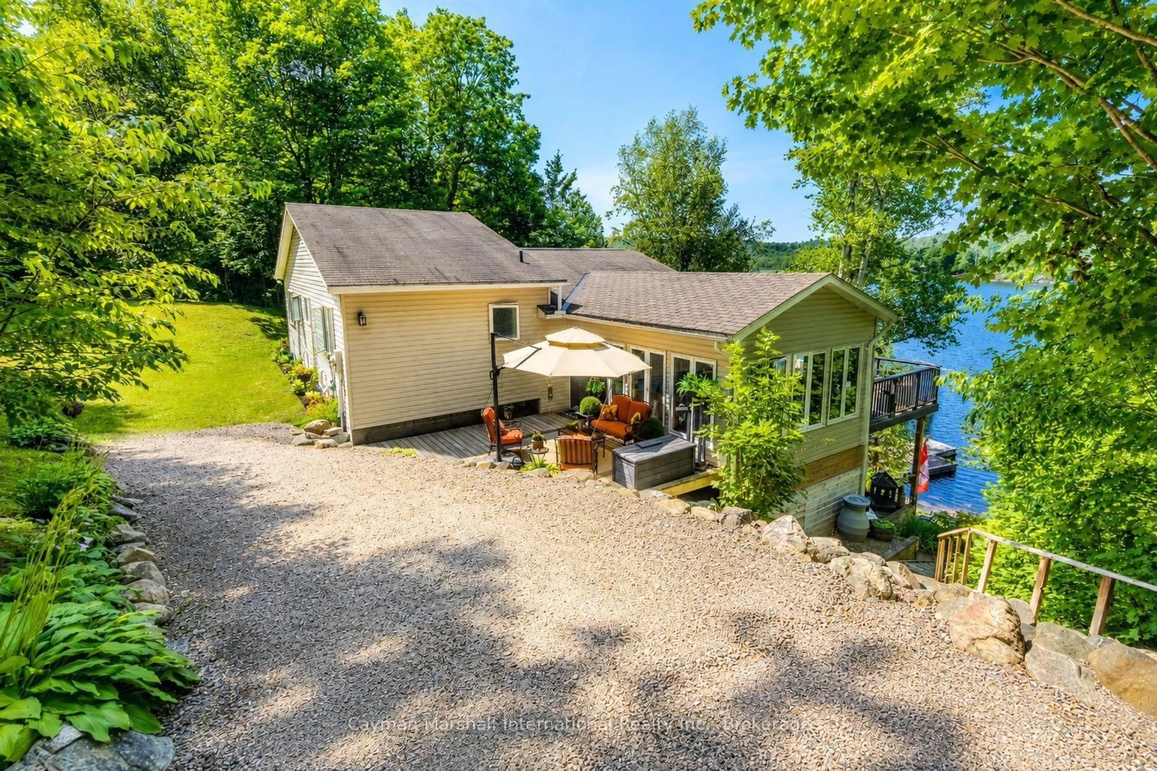 A pic from outside/outdoor area/front of a property/back of a property/a pic from drone, water/lake/river/ocean view for 182B Christie Bay Rd, Seguin Ontario P2A 2W8