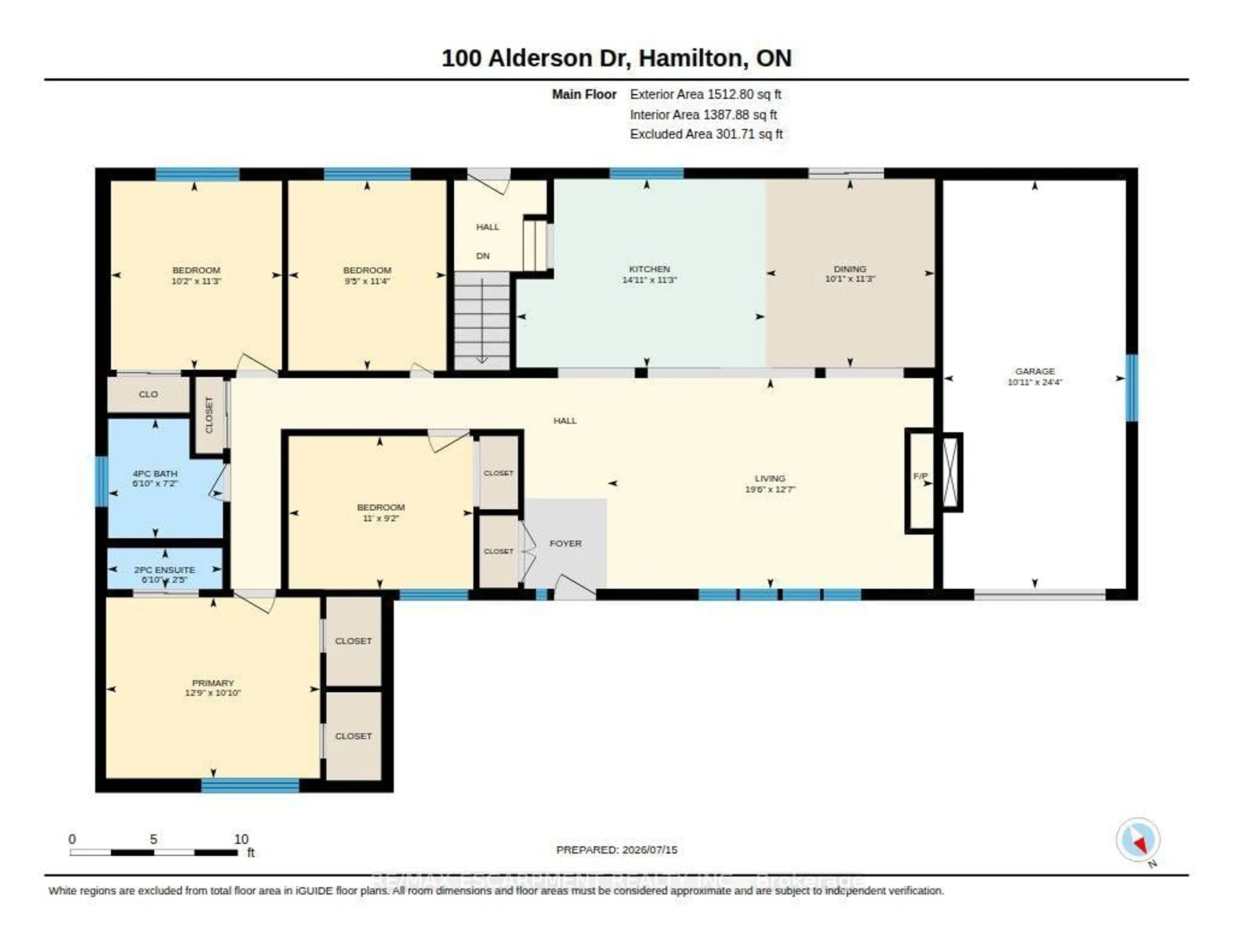 Floor plan for 100 Alderson Dr, Hamilton Ontario L9B 1G5
