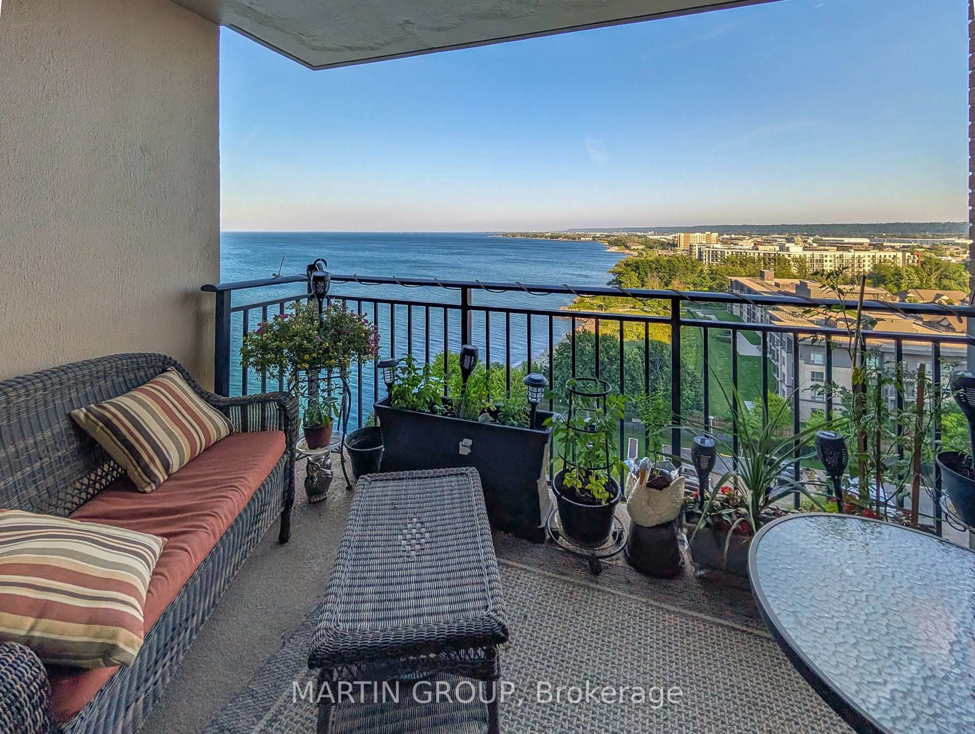 Balcony in the apartment, water/lake/river/ocean view for 500 Green Rd #1406, Hamilton Ontario L8E 3M6