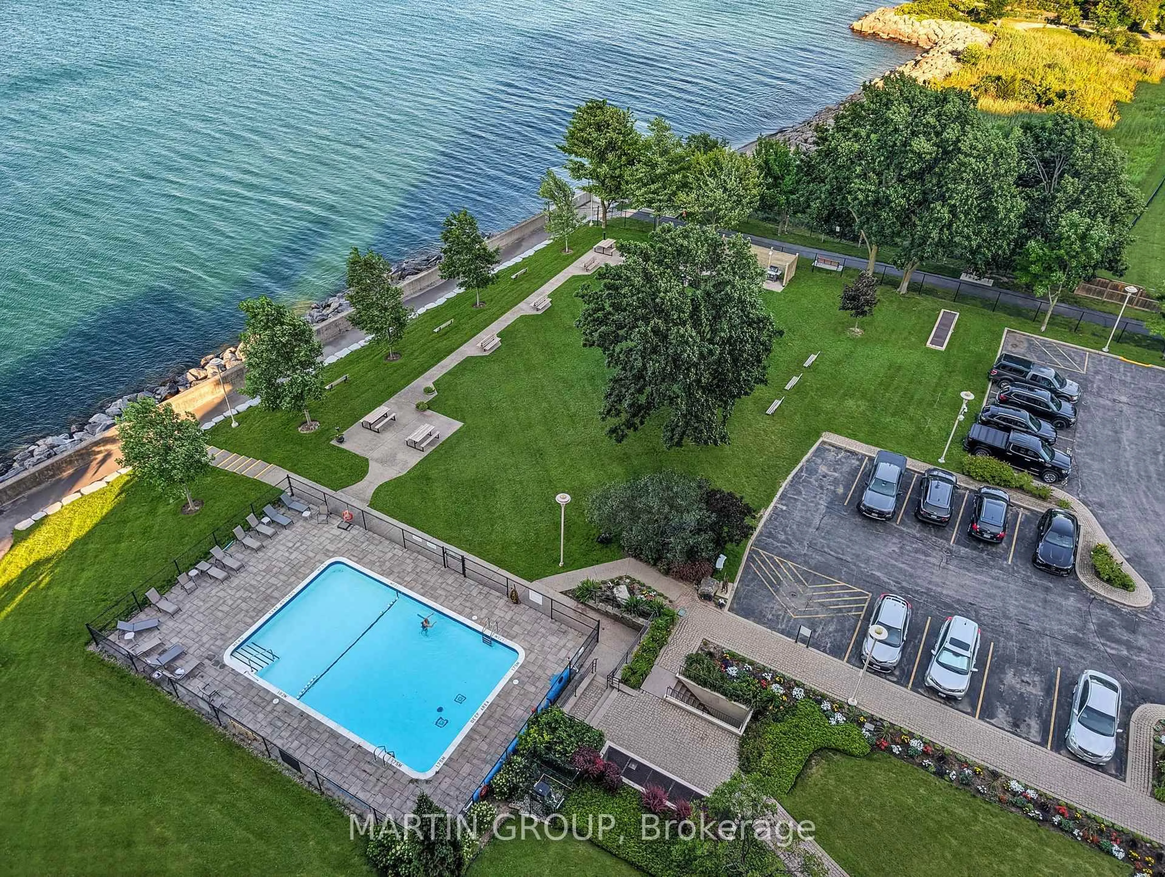 A pic from outside/outdoor area/front of a property/back of a property/a pic from drone, water/lake/river/ocean view for 500 Green Rd #1406, Hamilton Ontario L8E 3M6
