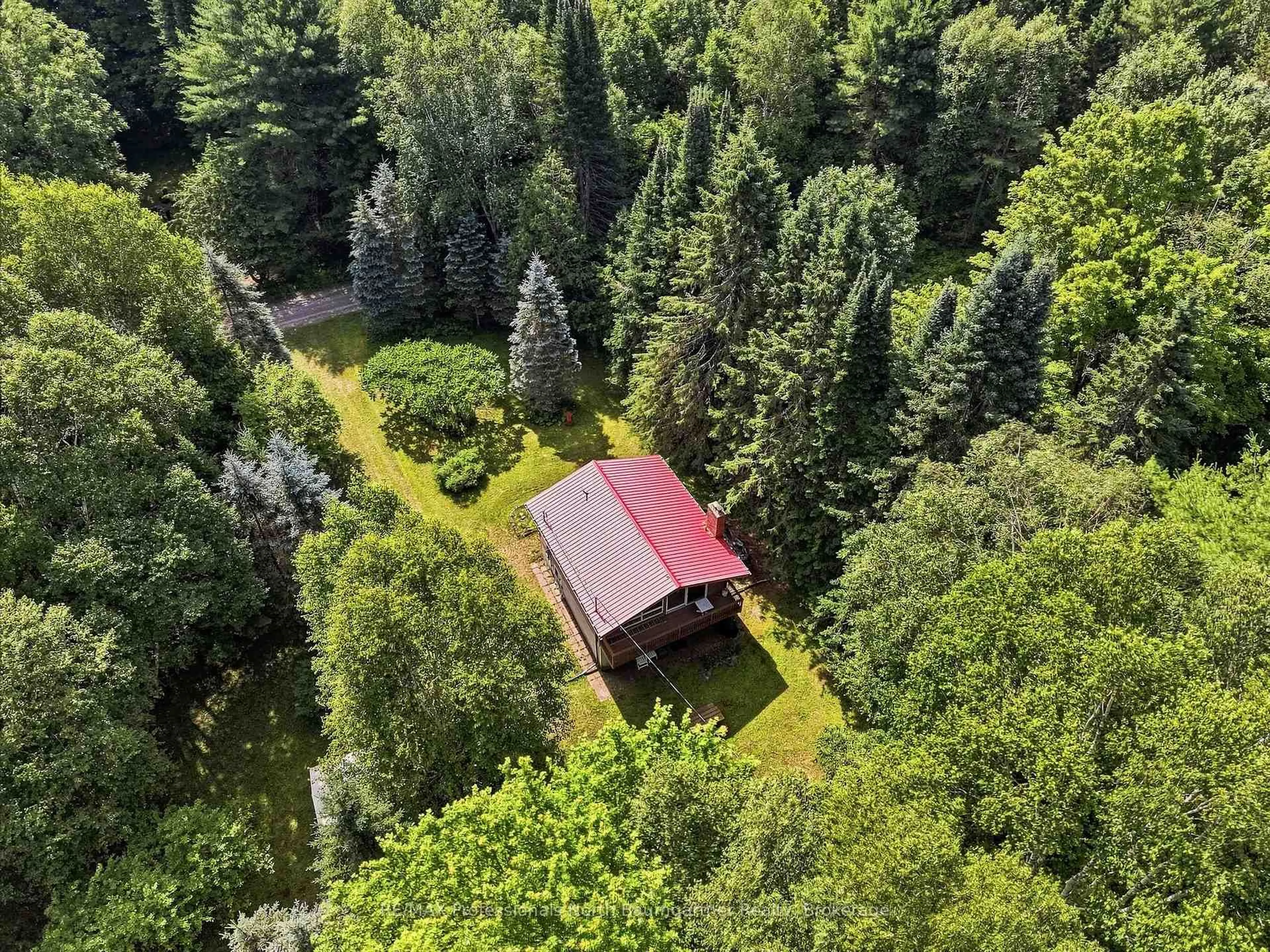 A pic from outside/outdoor area/front of a property/back of a property/a pic from drone, forest/trees view for 1125 Providence Dr, Algonquin Highlands Ontario K0M 1S0