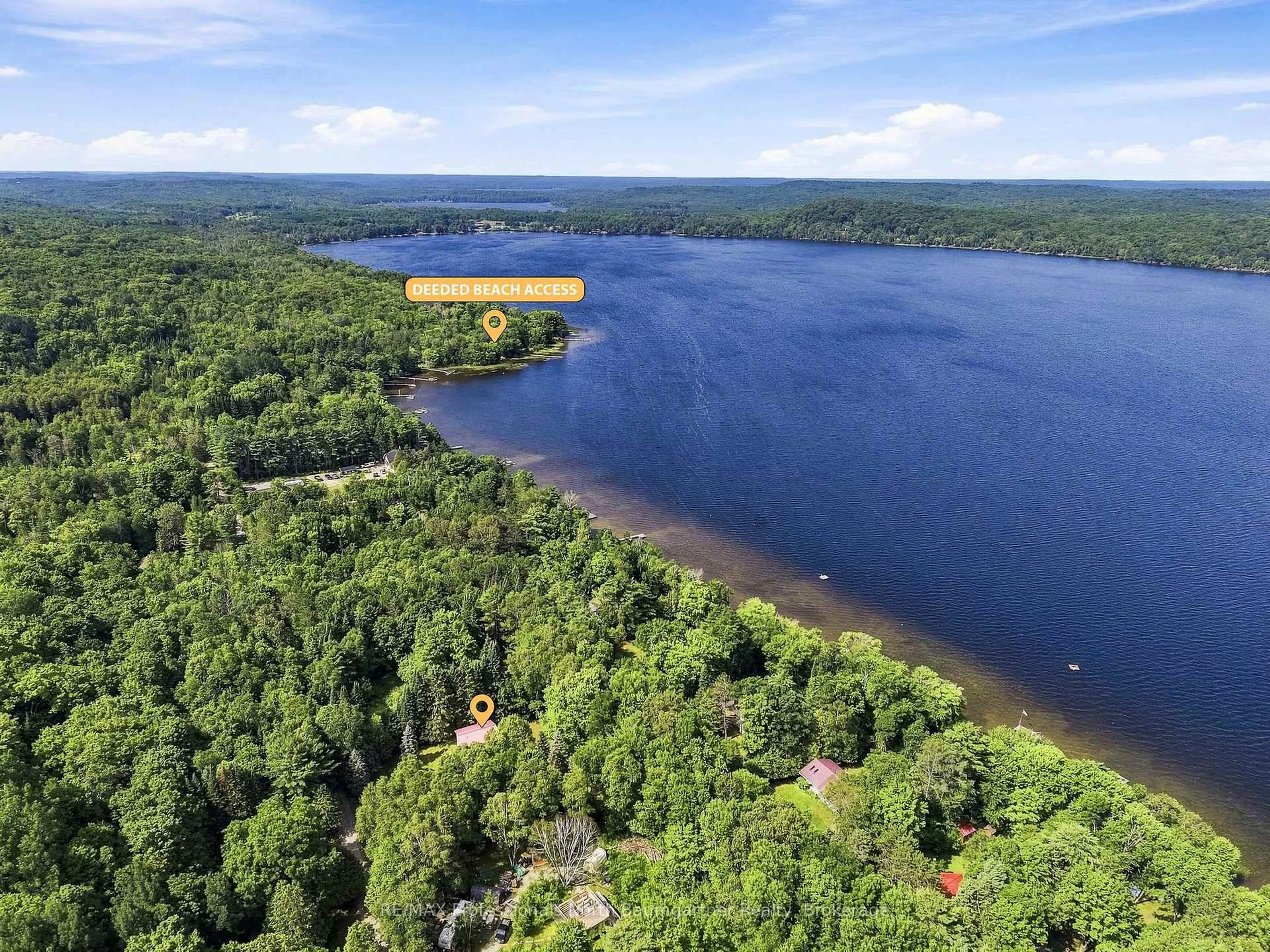 A pic from outside/outdoor area/front of a property/back of a property/a pic from drone, water/lake/river/ocean view for 1125 Providence Dr, Algonquin Highlands Ontario K0M 1S0