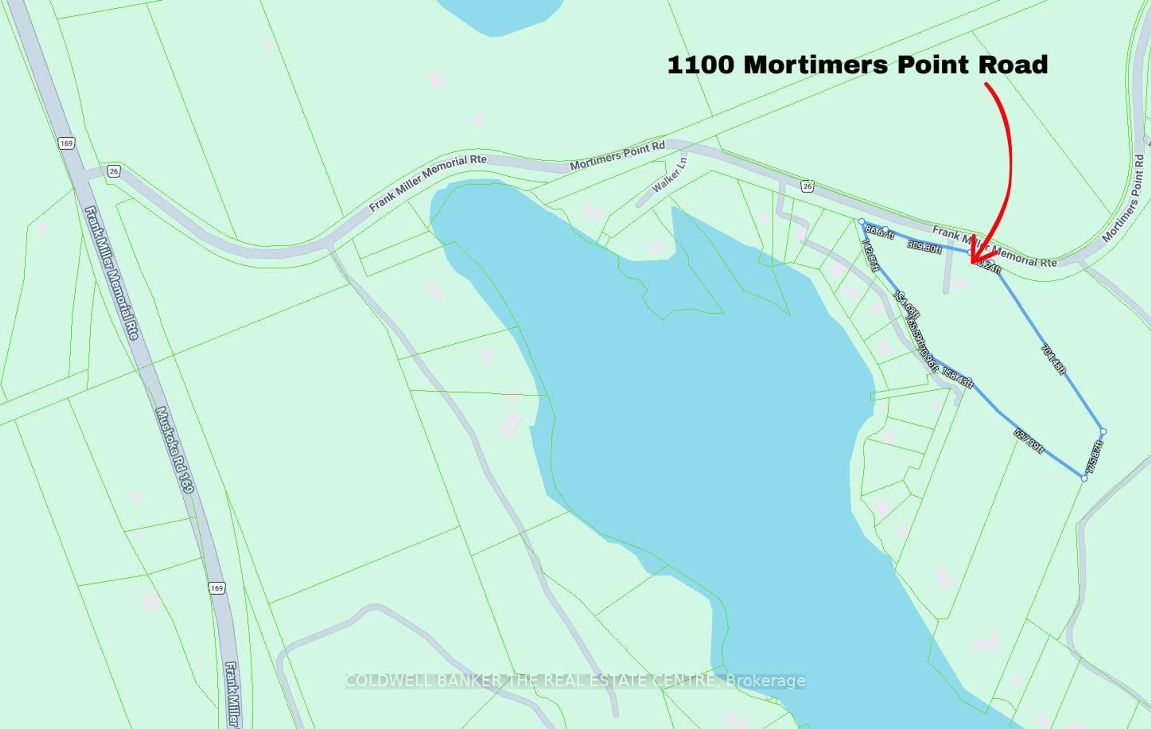 Picture of a map for 1100 Mortimers Point Rd, Muskoka Lakes Ontario P0B 1J0
