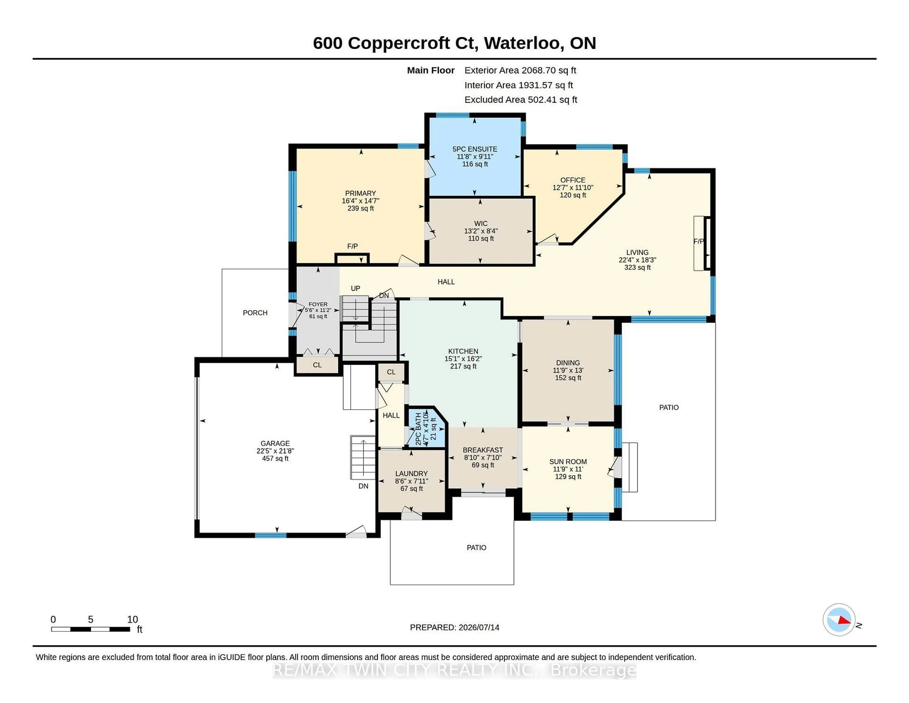 Floor plan for 600 Coppercroft Crt, Waterloo Ontario N2K 3M2