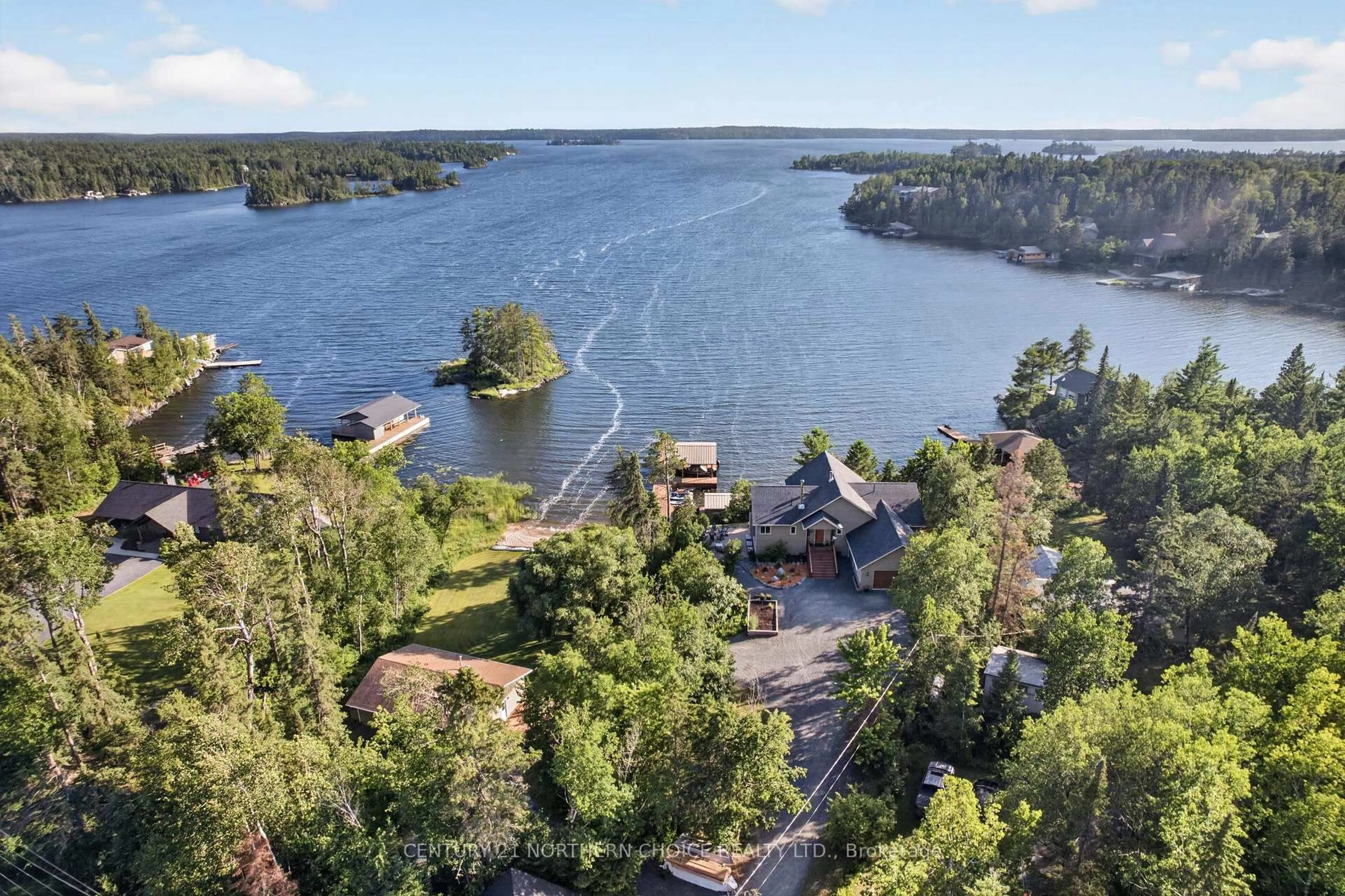 A pic from outside/outdoor area/front of a property/back of a property/a pic from drone, water/lake/river/ocean view for Storm Bay Rd BR Rd 13 #44, Kenora Remote Area Ontario P0X 1H0