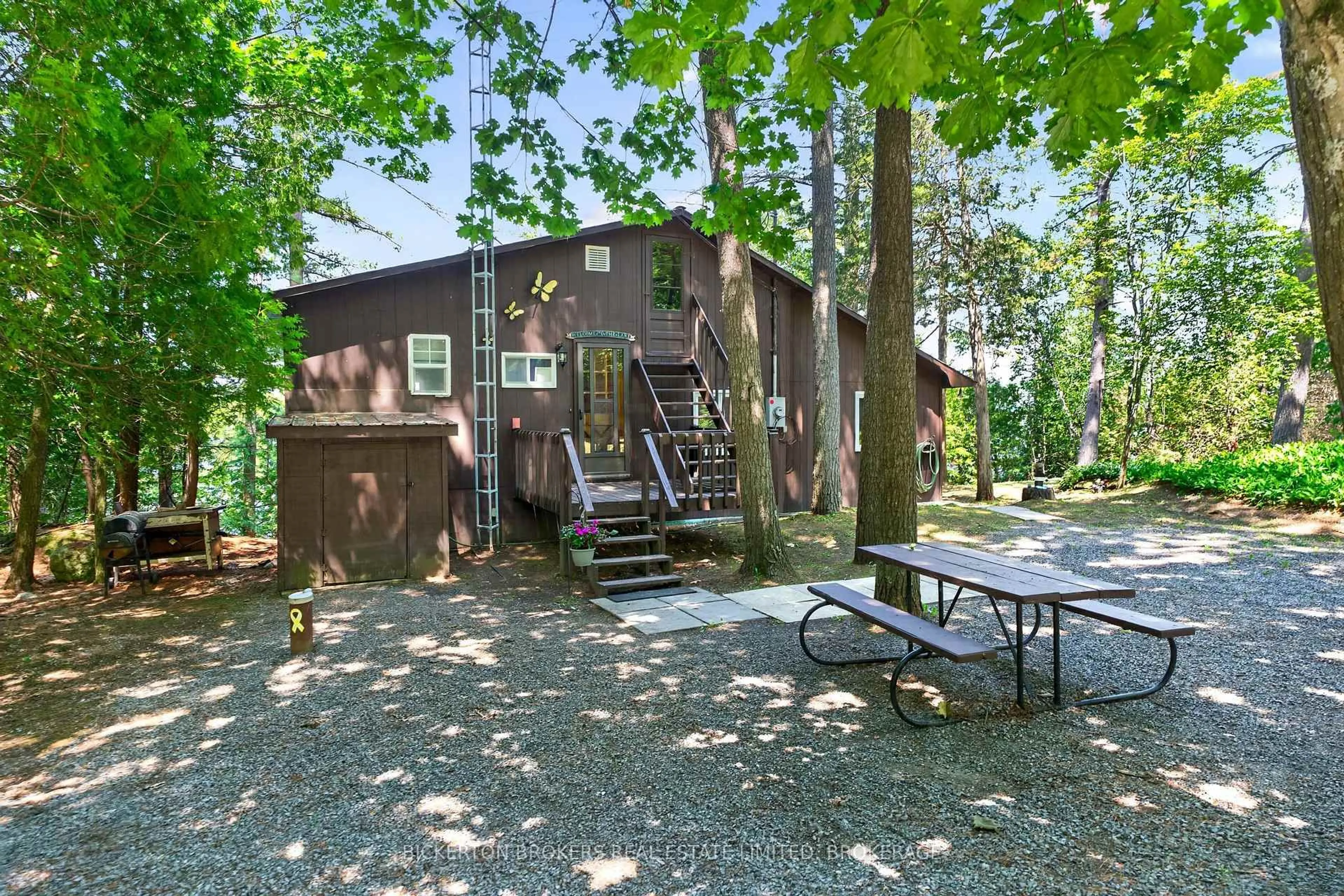 Patio, forest/trees view for 468 Moorhead Lane, Leeds and the Thousand Islands Ontario K0E 1L0
