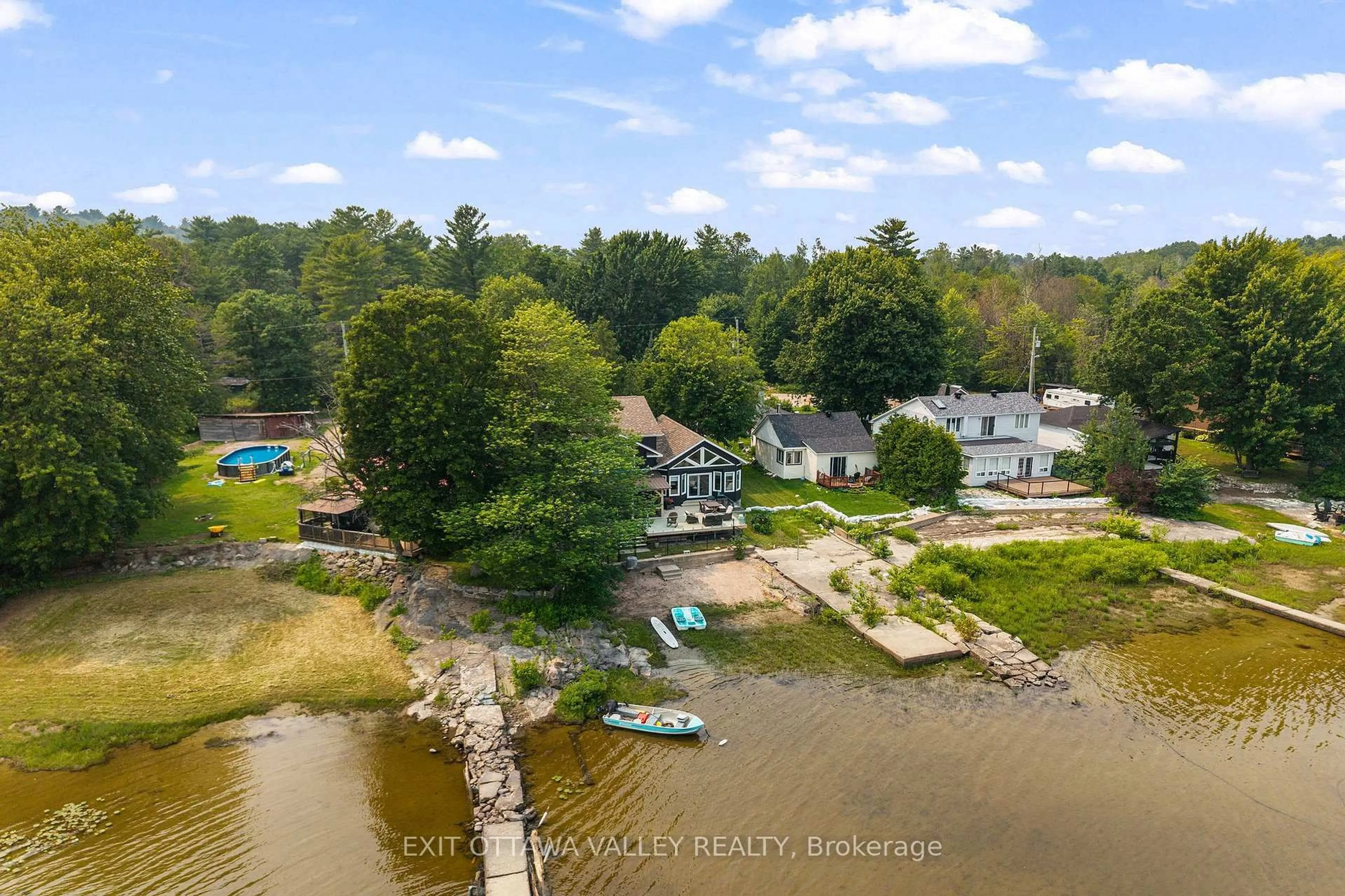 A pic from outside/outdoor area/front of a property/back of a property/a pic from drone, water/lake/river/ocean view for 502B Macgregor Bay Tr, Pembroke Ontario K8A 8K9