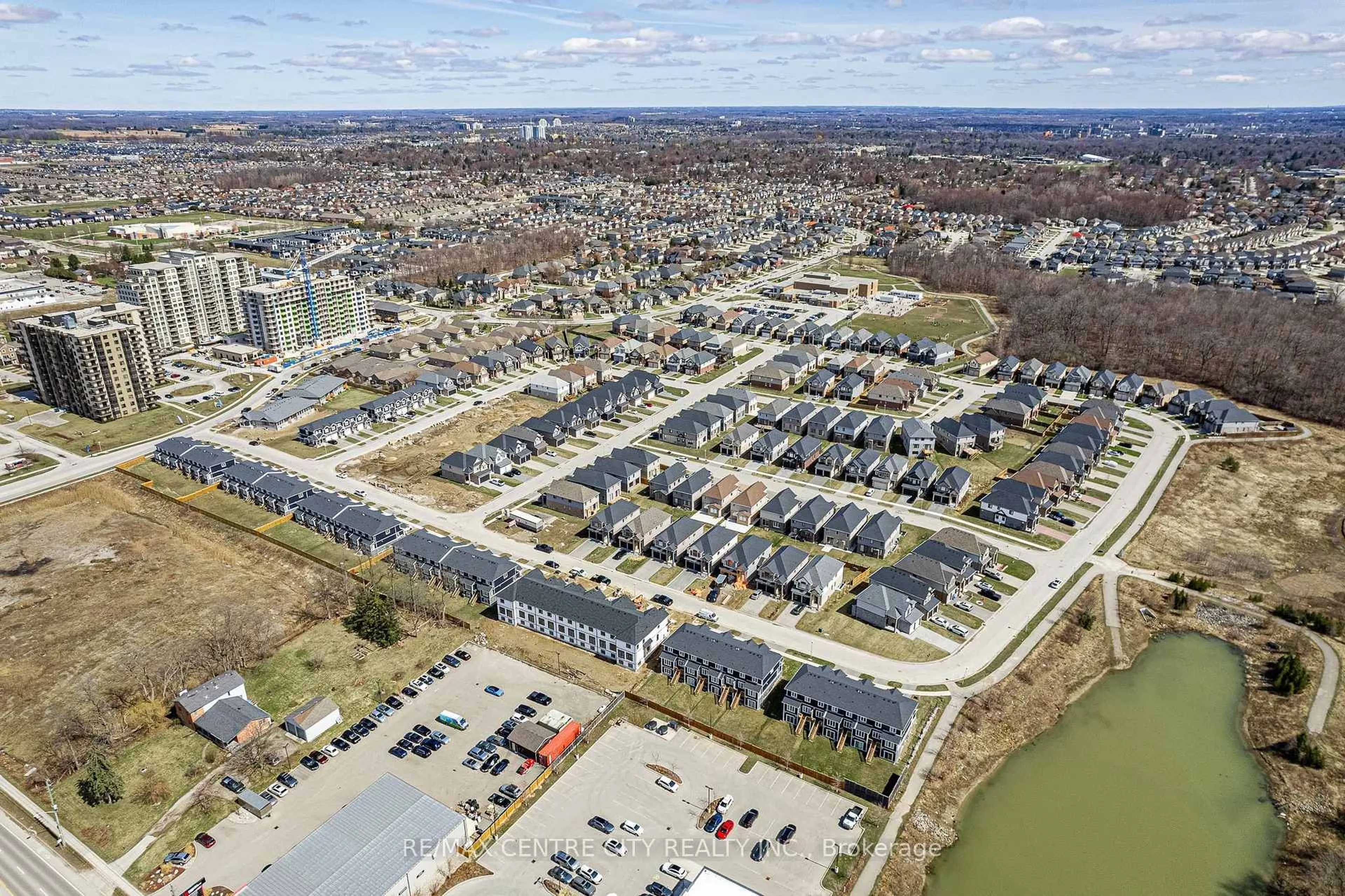 A pic from outside/outdoor area/front of a property/back of a property/a pic from drone, water/lake/river/ocean view for 1595 Noah Bend, London North Ontario N6G 5S1