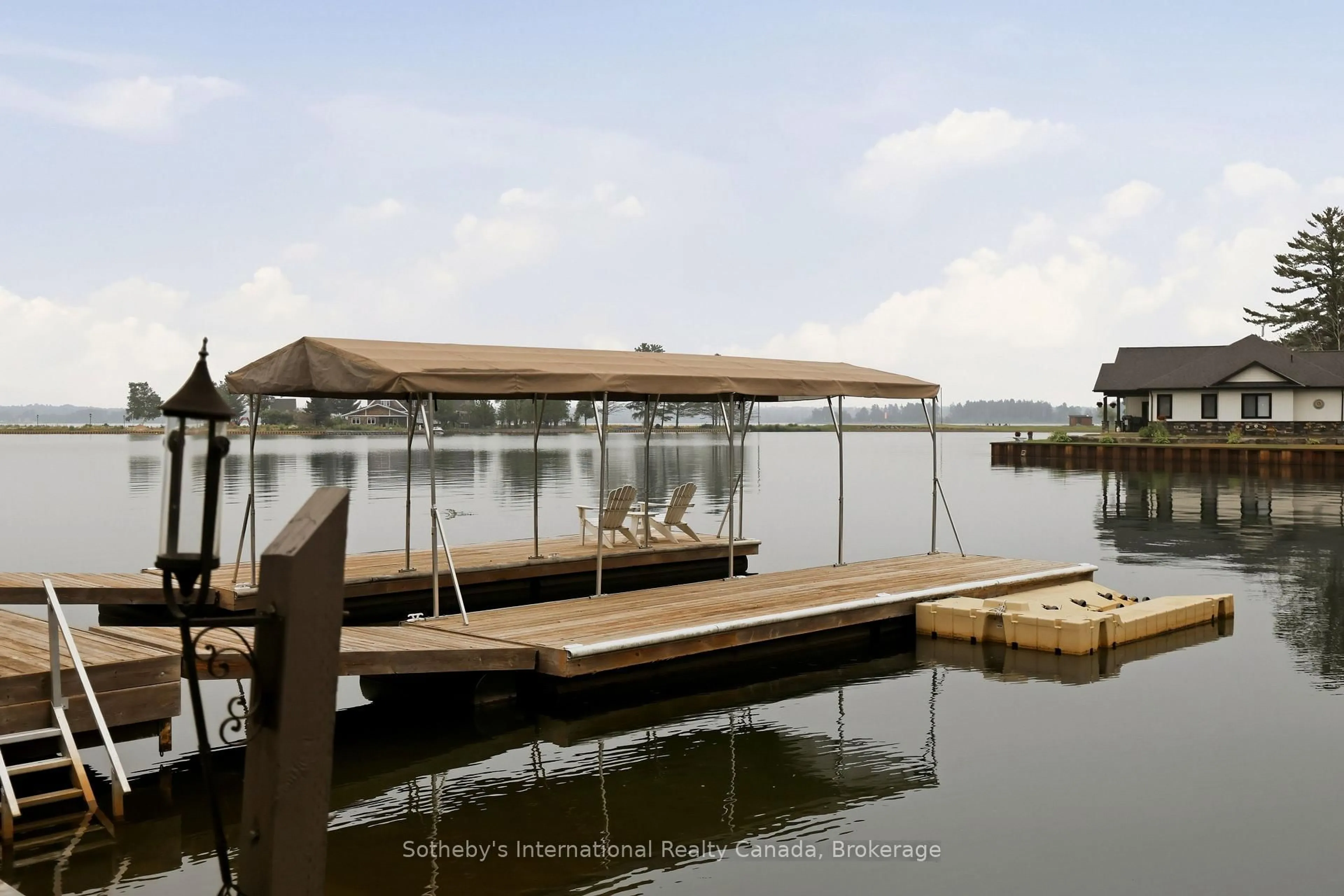 Patio, water/lake/river/ocean view for 44 Alagash Dr, Sault Ste Marie Ontario P6A 5K6