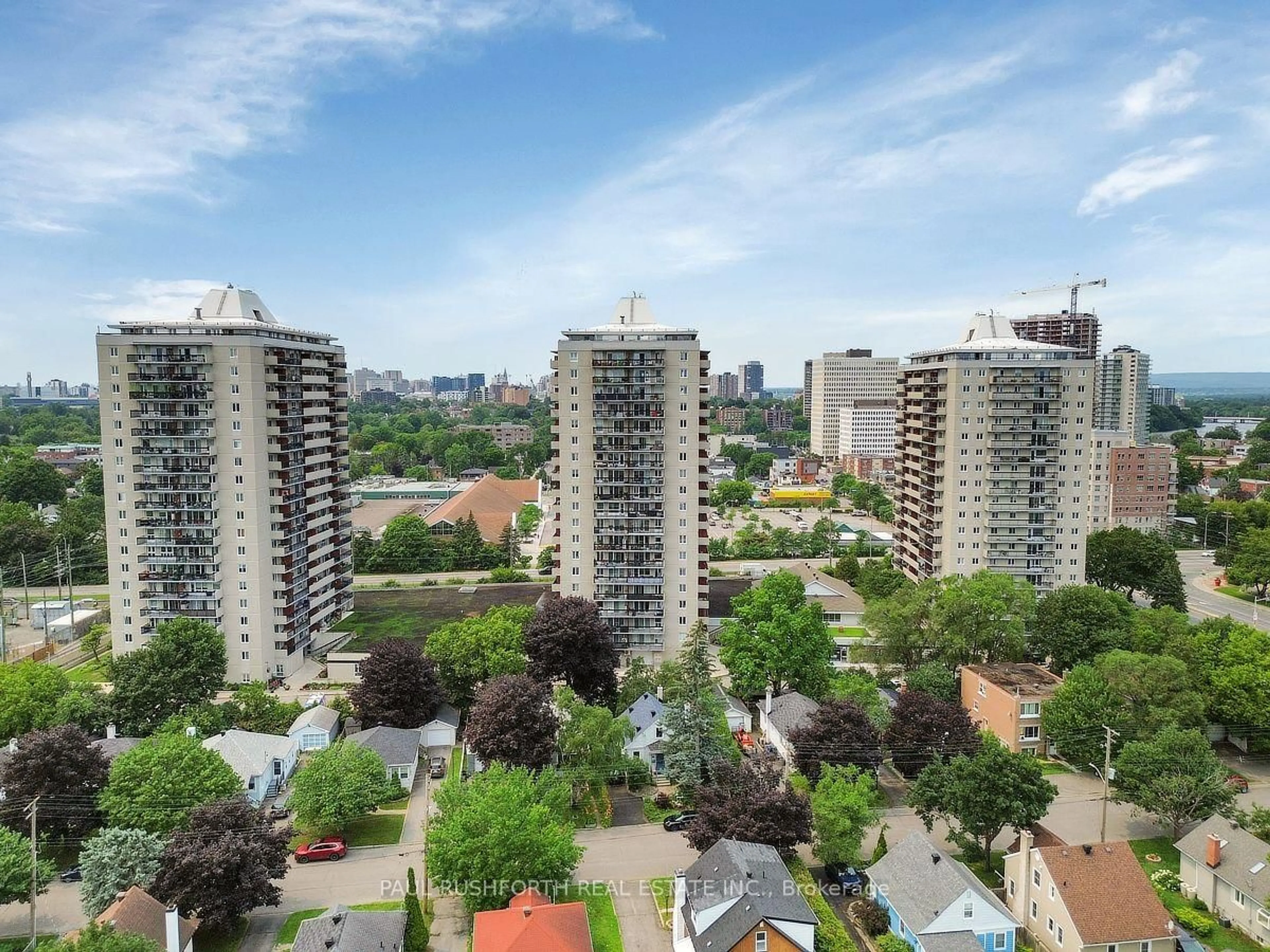 A pic from outside/outdoor area/front of a property/back of a property/a pic from drone, city buildings view from balcony for 158 B Mcarthur Ave #1702, Ottawa Ontario K1L 8C9