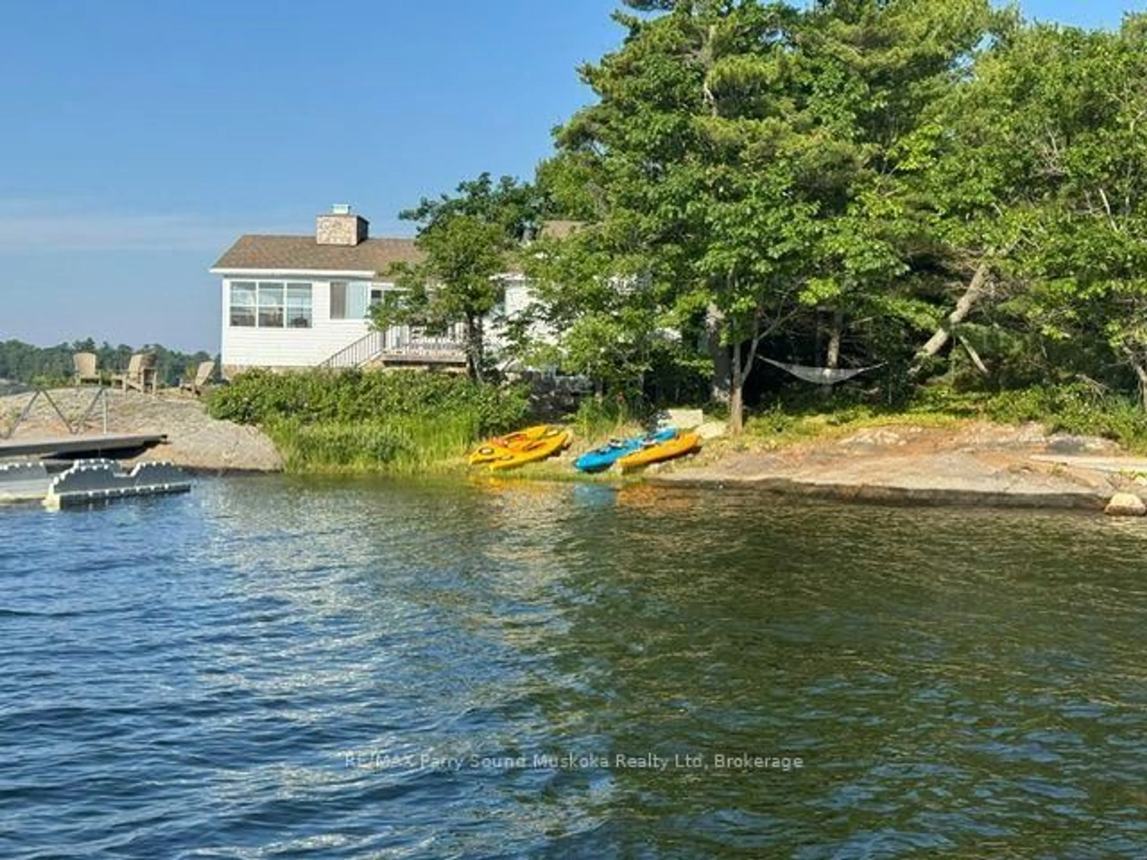 A pic from outside/outdoor area/front of a property/back of a property/a pic from drone, water/lake/river/ocean view for 1540 Georgian Bay Water, The Archipelago Ontario P0G 1K0