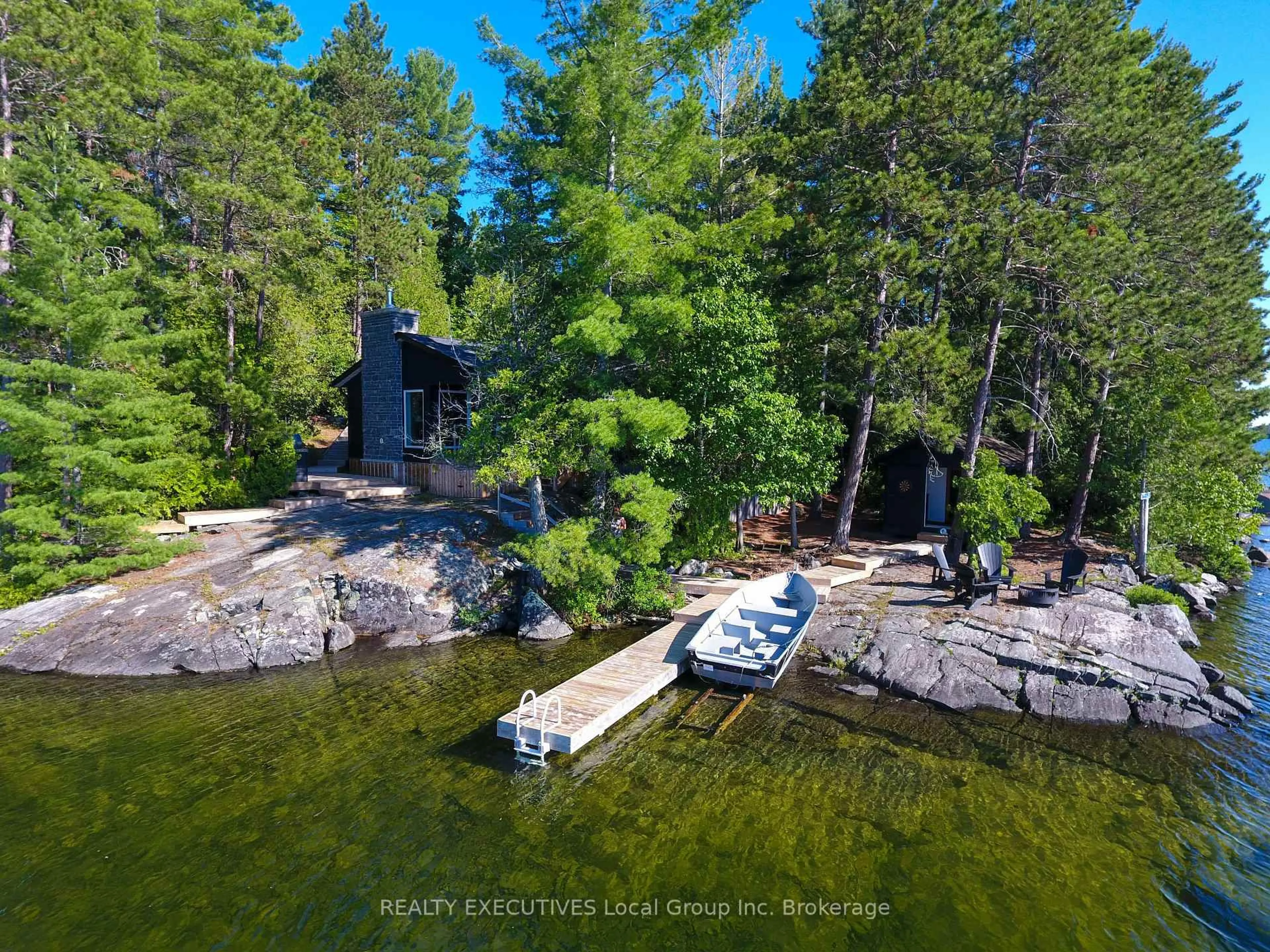 A pic from outside/outdoor area/front of a property/back of a property/a pic from drone, water/lake/river/ocean view for 20 Lake Temagami Part 1119 Island, Temagami Ontario P0H 2H0