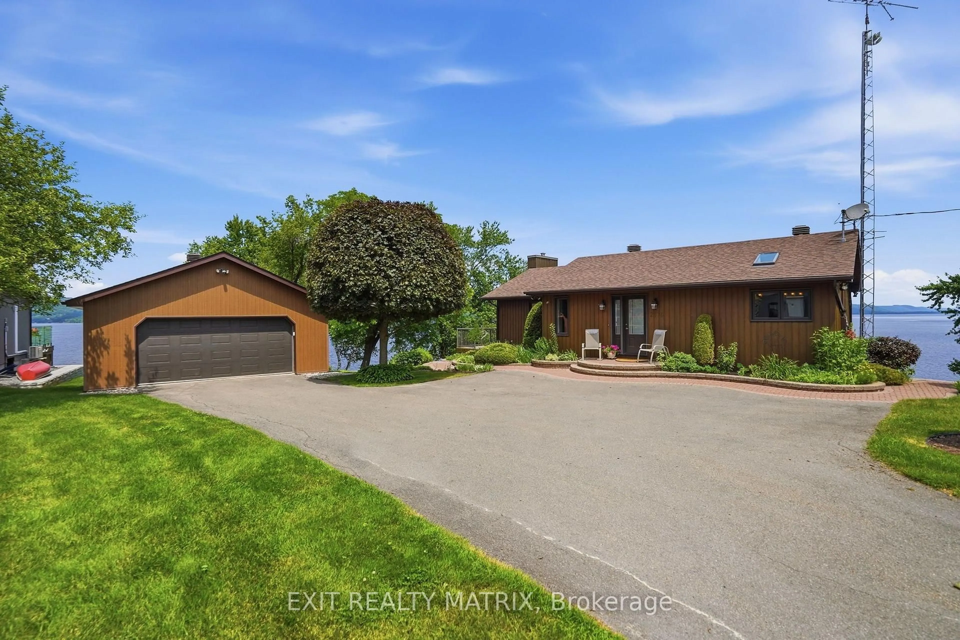A pic from outside/outdoor area/front of a property/back of a property/a pic from drone, water/lake/river/ocean view for 2176 Bay Rd, Champlain Ontario K0B 1K0