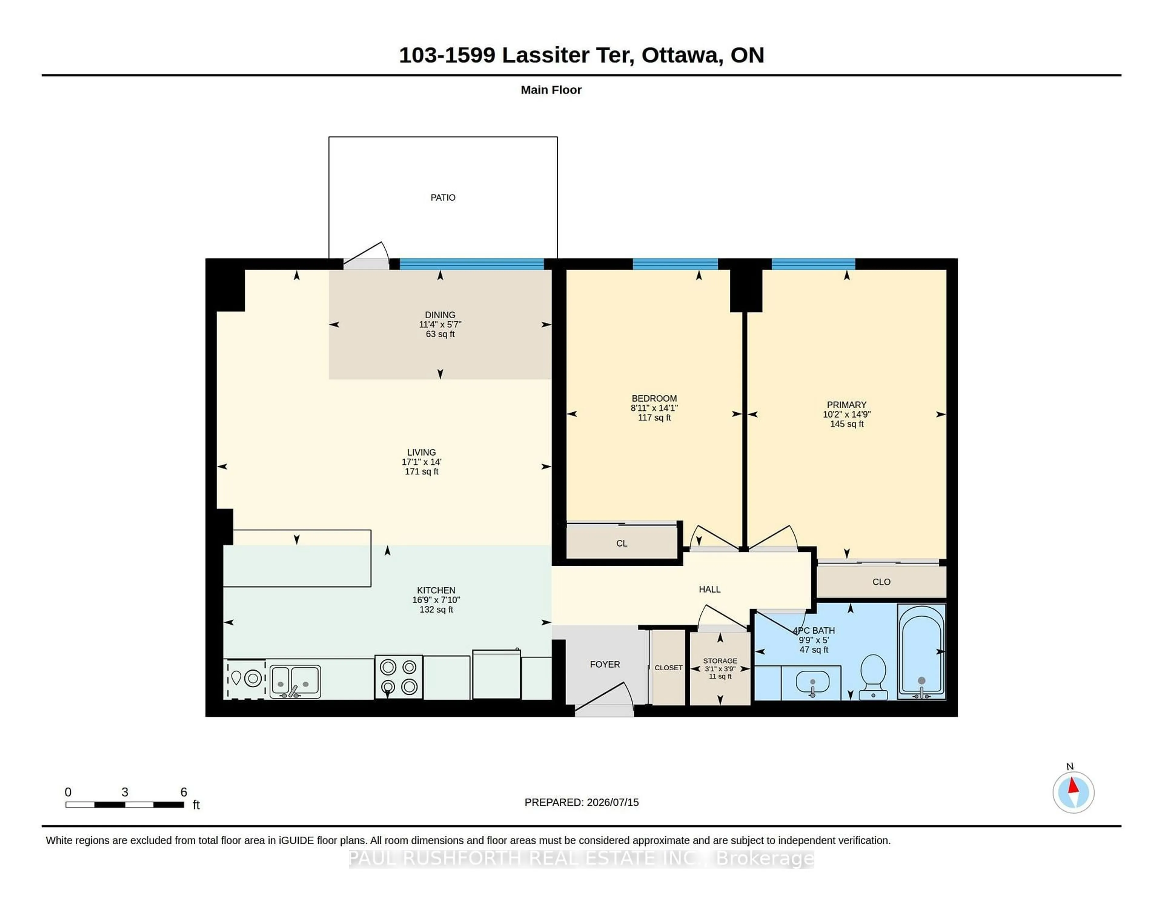 Floor plan for 1599 Lassiter Terr #103, Ottawa Ontario K1J 8R6