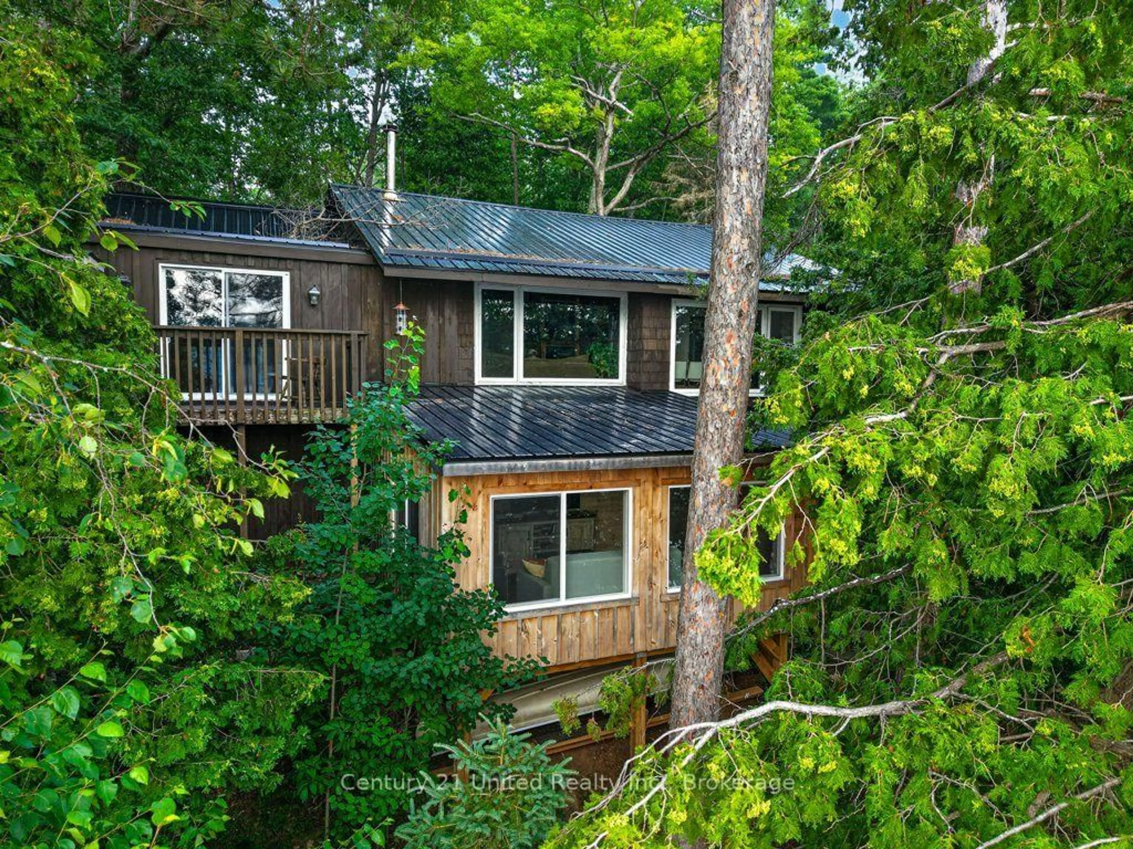 A pic from outside/outdoor area/front of a property/back of a property/a pic from drone, forest/trees view for 24 Bedwell Dr, North Kawartha Ontario K0L 3E0