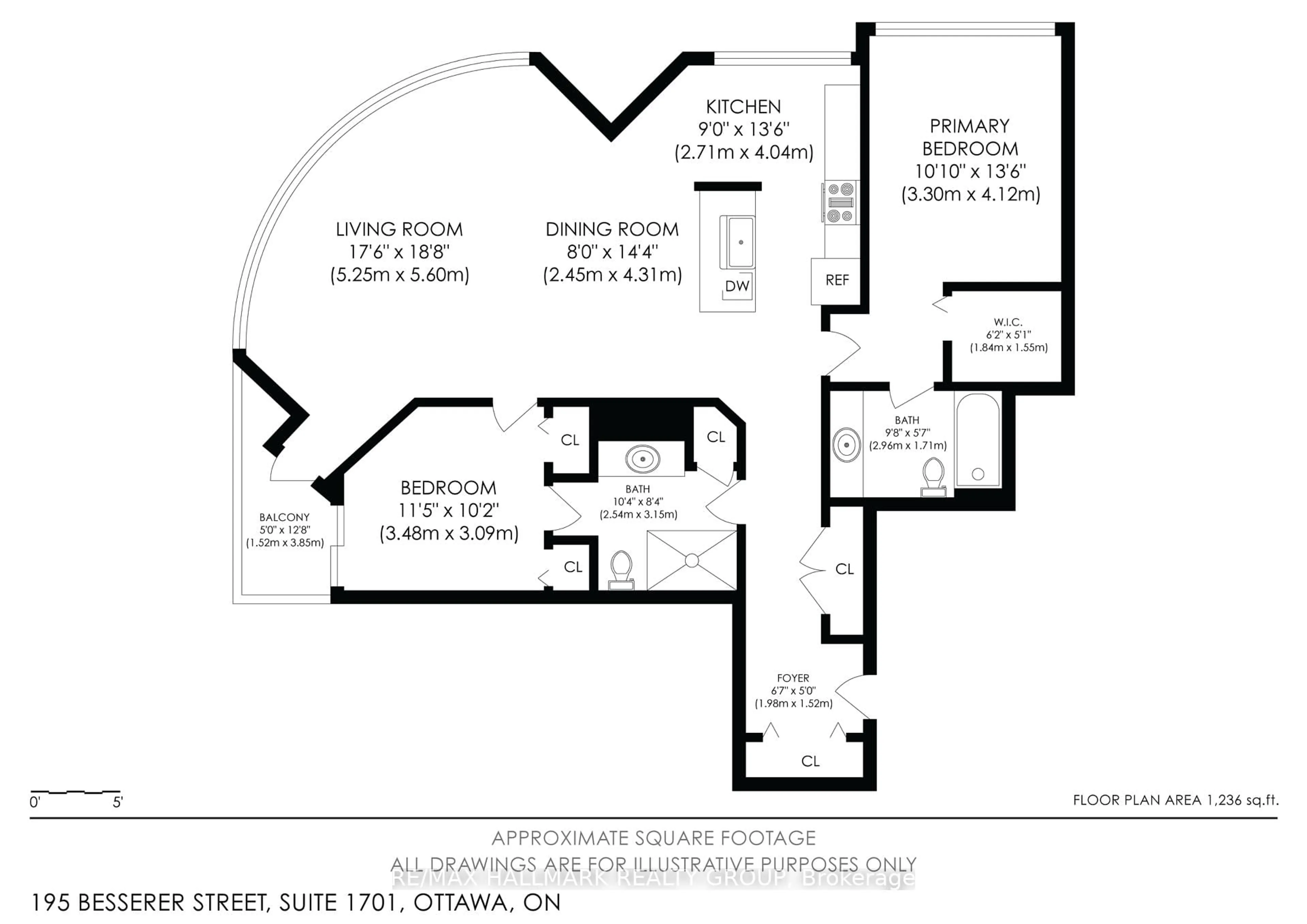 Floor plan for 195 Besserer St #1701, Ottawa Ontario K1N 0B6