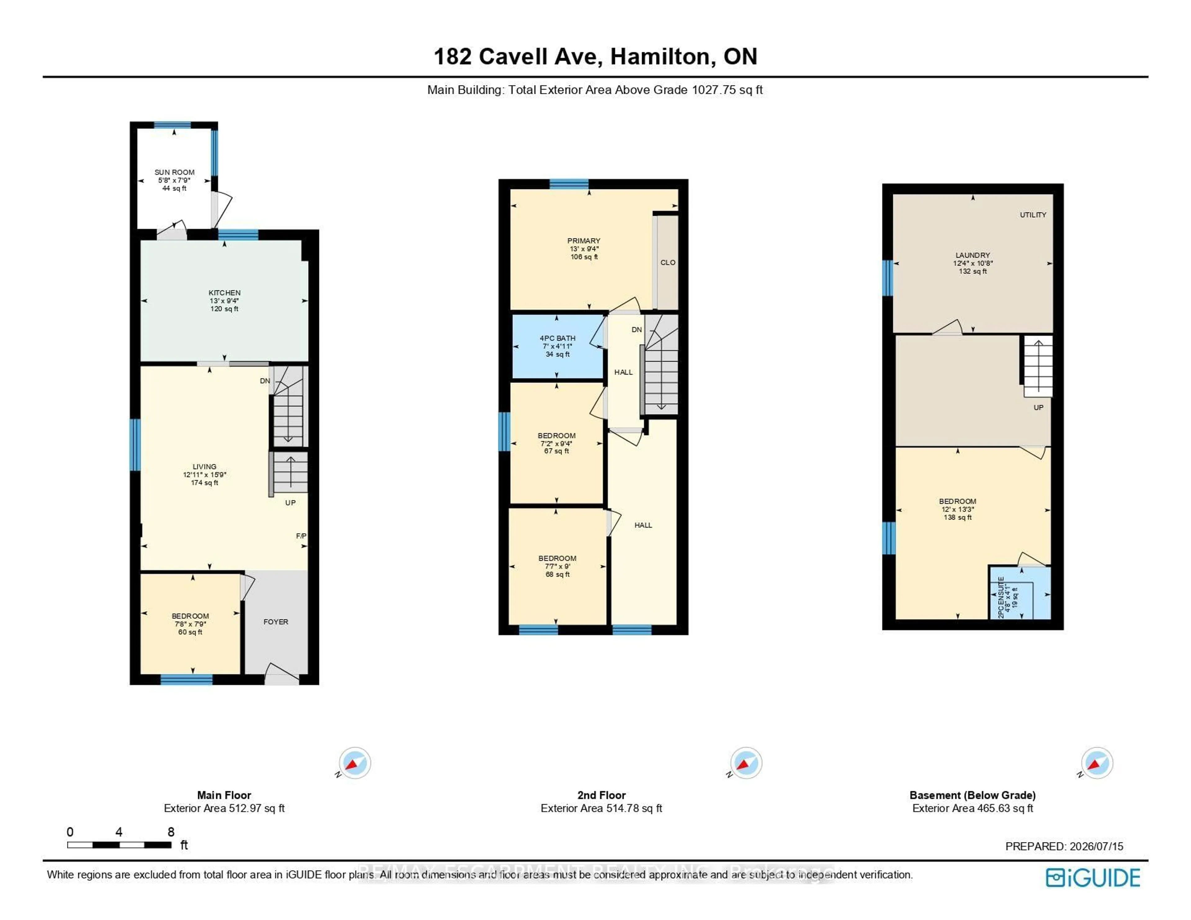 Floor plan for 182 Cavell Ave, Hamilton Ontario L8L 7E8