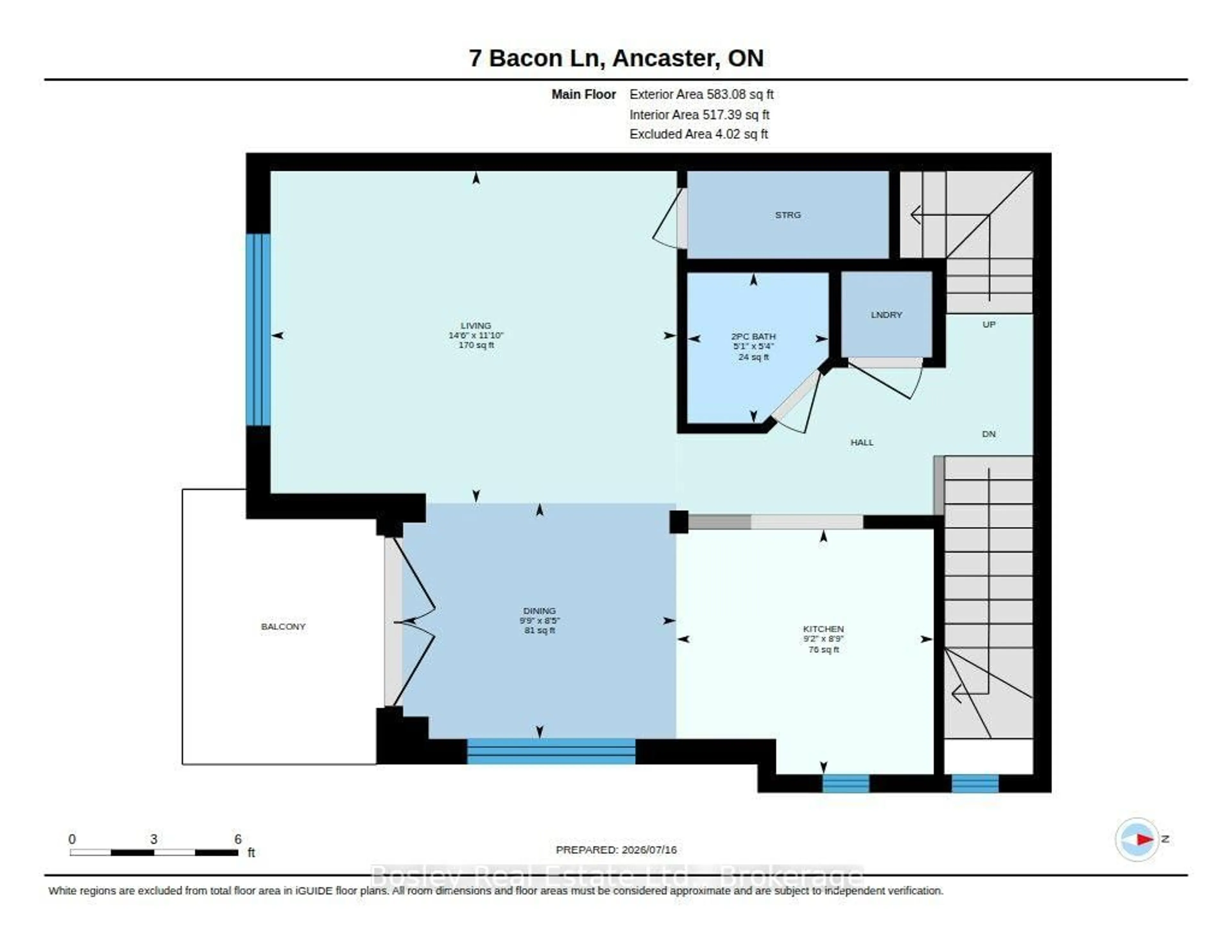 Floor plan for 7 Bacon Lane, Hamilton Ontario L9G 0H2