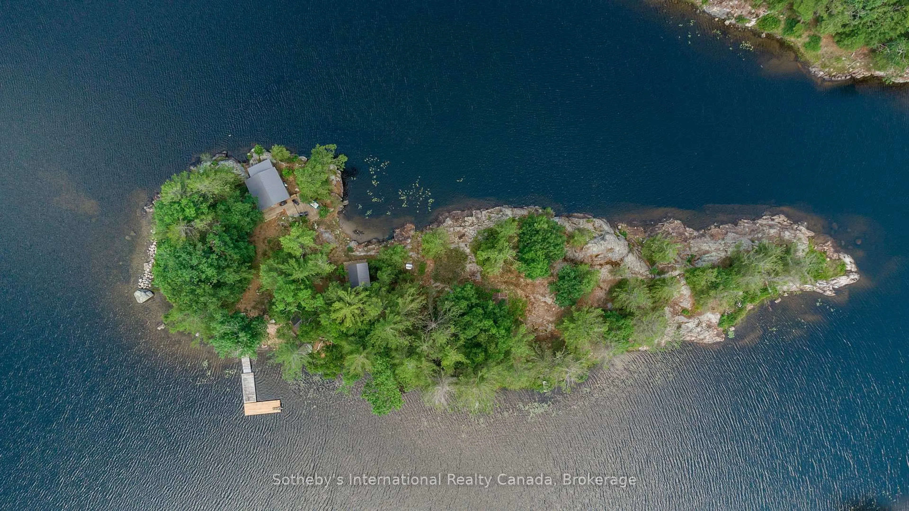 A pic from outside/outdoor area/front of a property/back of a property/a pic from drone, water/lake/river/ocean view for 1 B277 Island, The Archipelago Ontario P0C 1H0